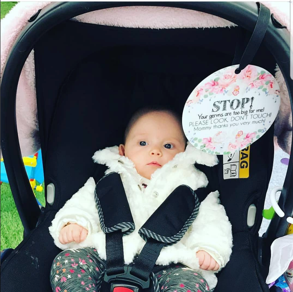 Flower No Touching Baby Car Seat Sign Tag