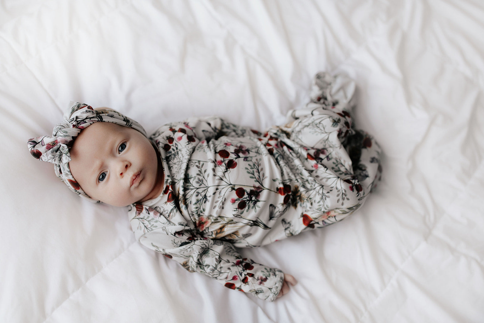 Floral Newborn Knotted Baby Gown