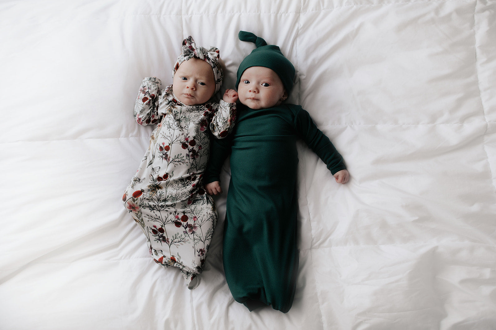 Forest Green Knotted Newborn Baby Gown