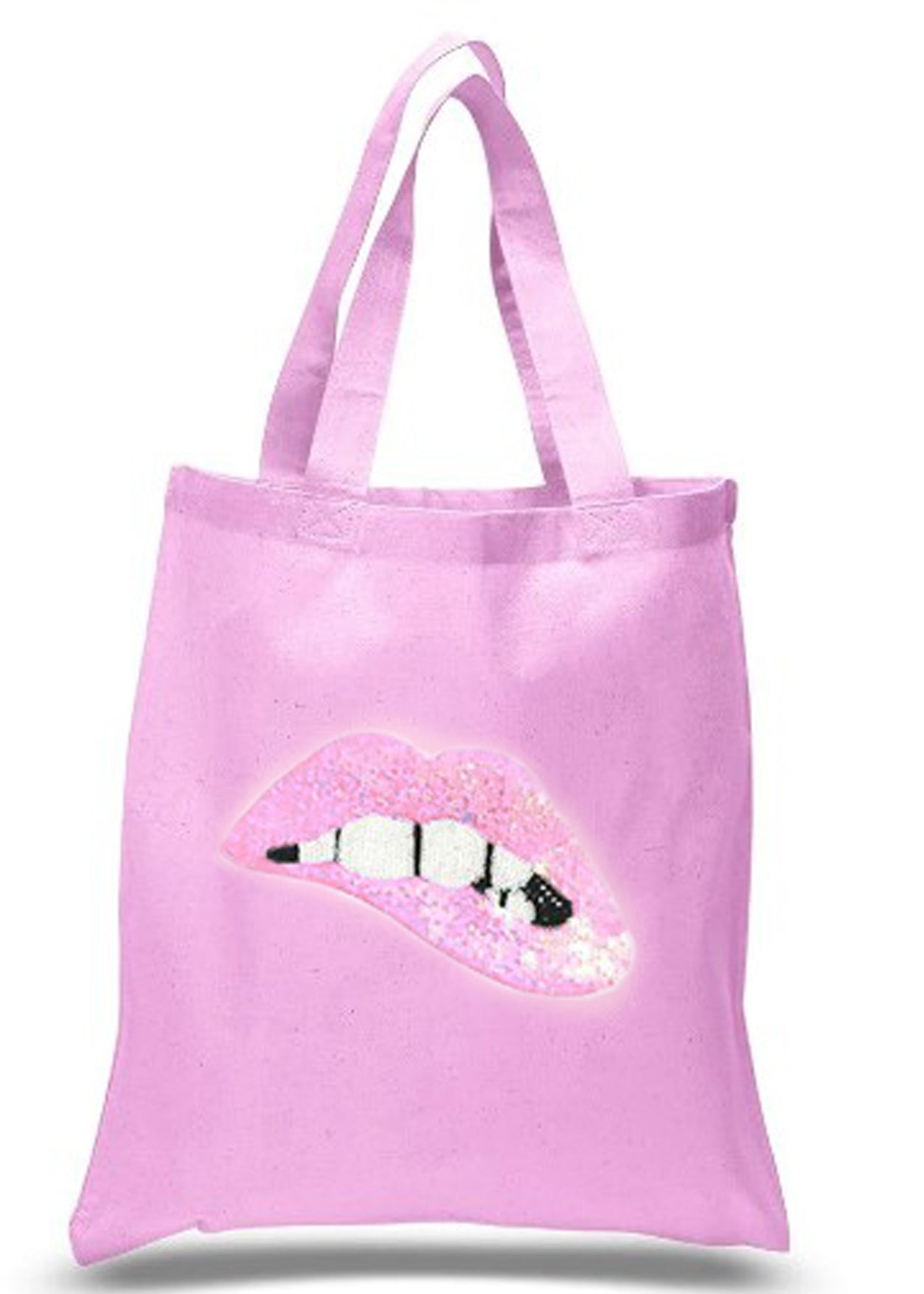 Beach Bag In Pink With Lip Sequin