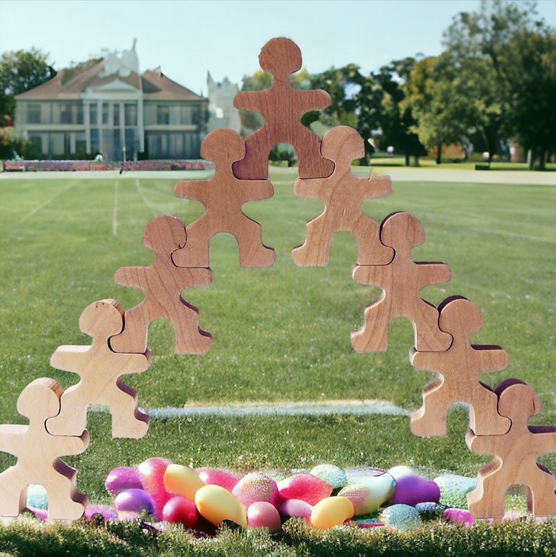 32 Pcs Wooden Little Balancing People Stacking Set