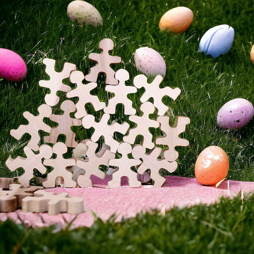 32 Pcs Wooden Little Balancing People Stacking Set