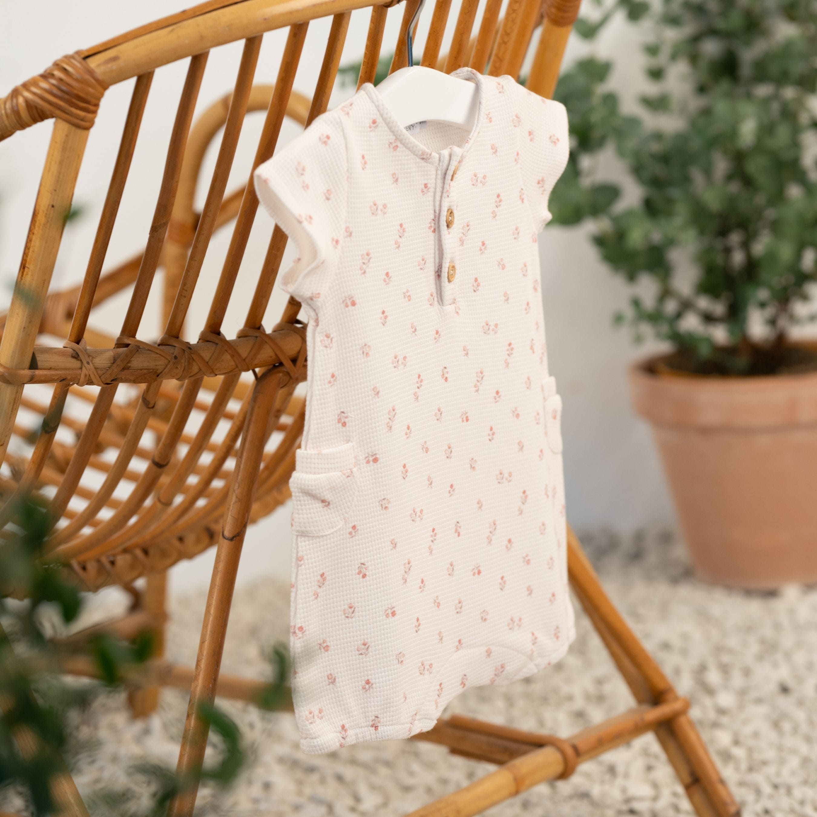 Noa | Girls Belly Pink Print Waffle Cotton Shortie