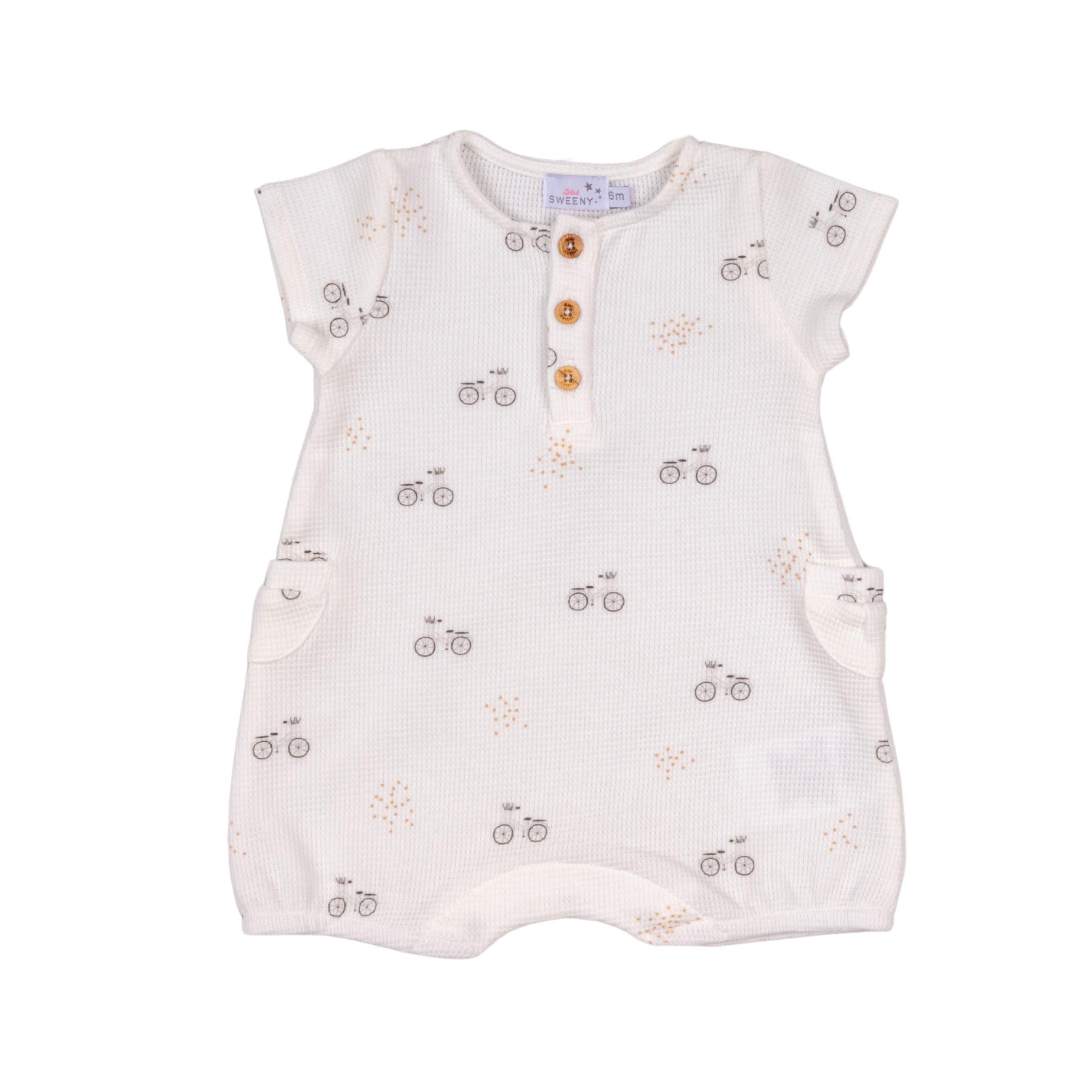 Noa | Boys Vintage Bike Print Waffle Cotton Shortie