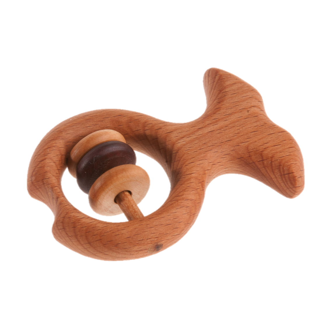 Organic Wooden Rattle-teether Fish
