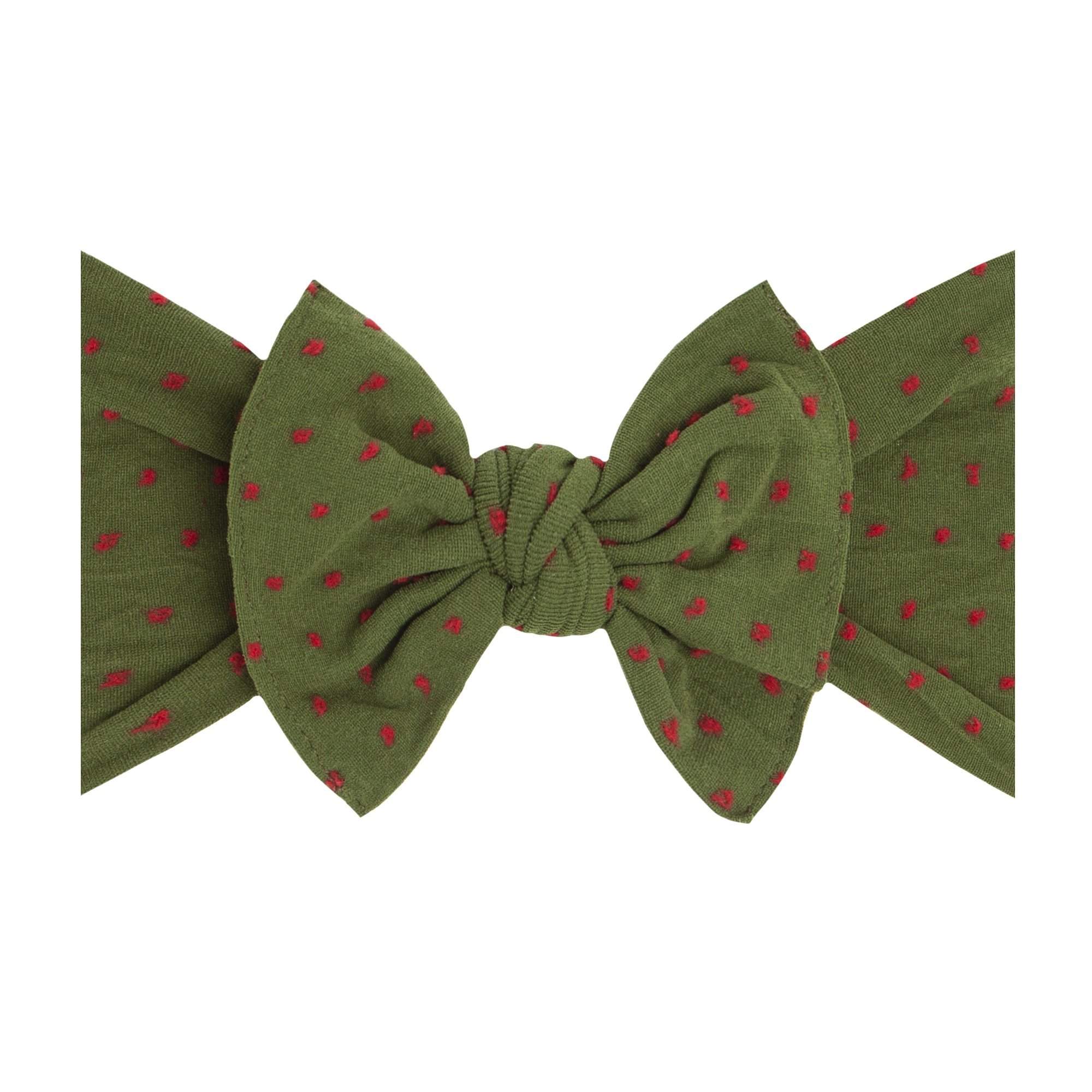Patterned Shabby Knot: Hunter Green / Red Dot