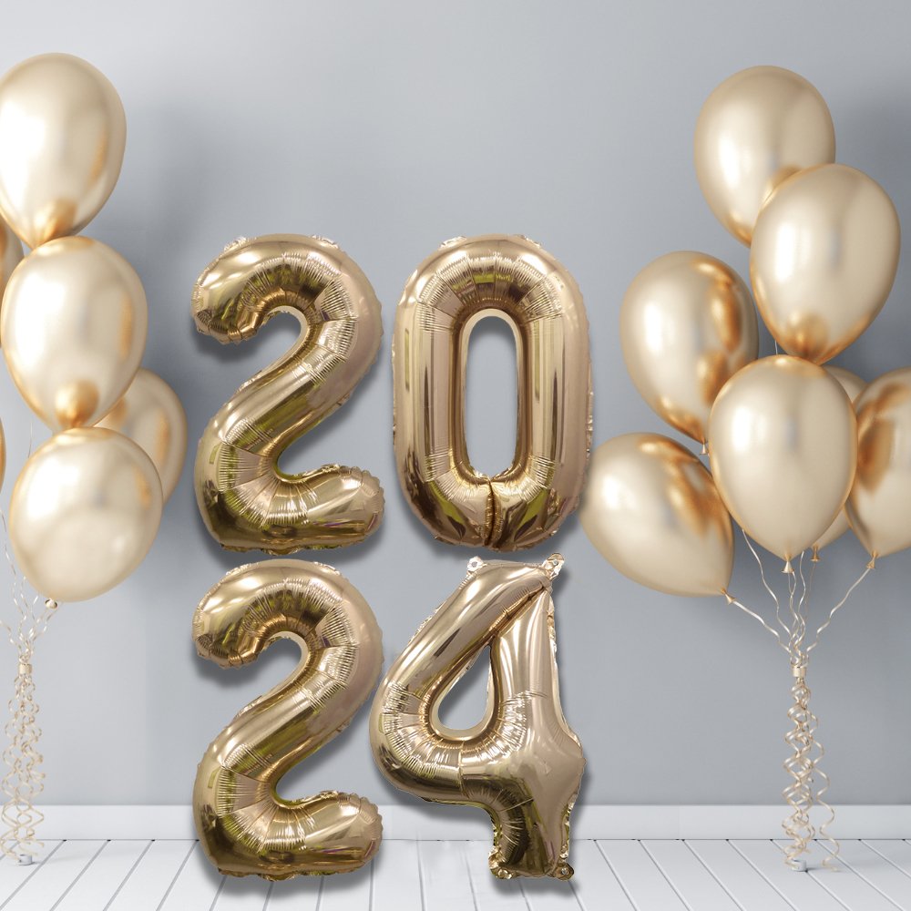 2024 Gold Number Balloons