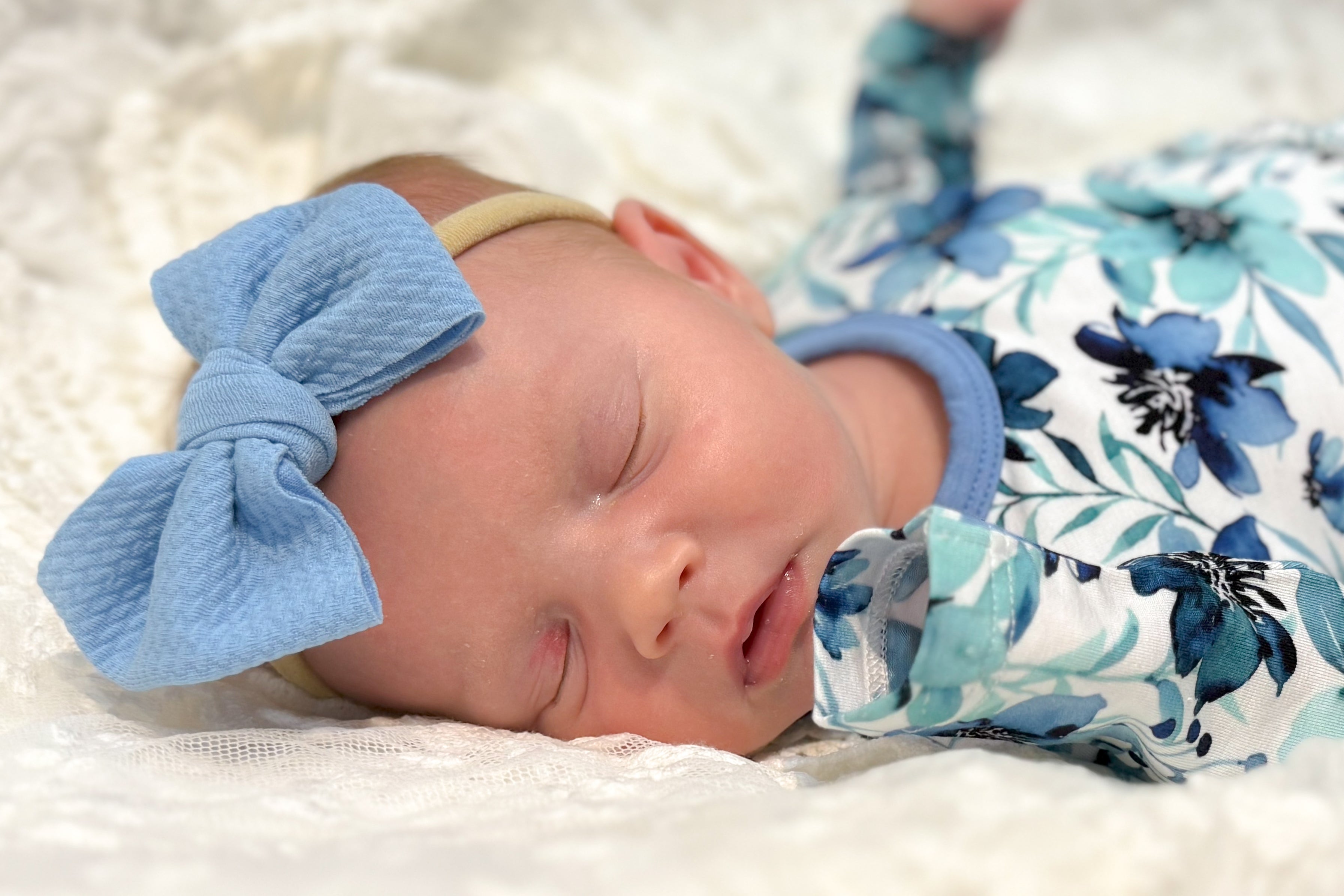 Steel Blue | Baby Girl Nylon Bow