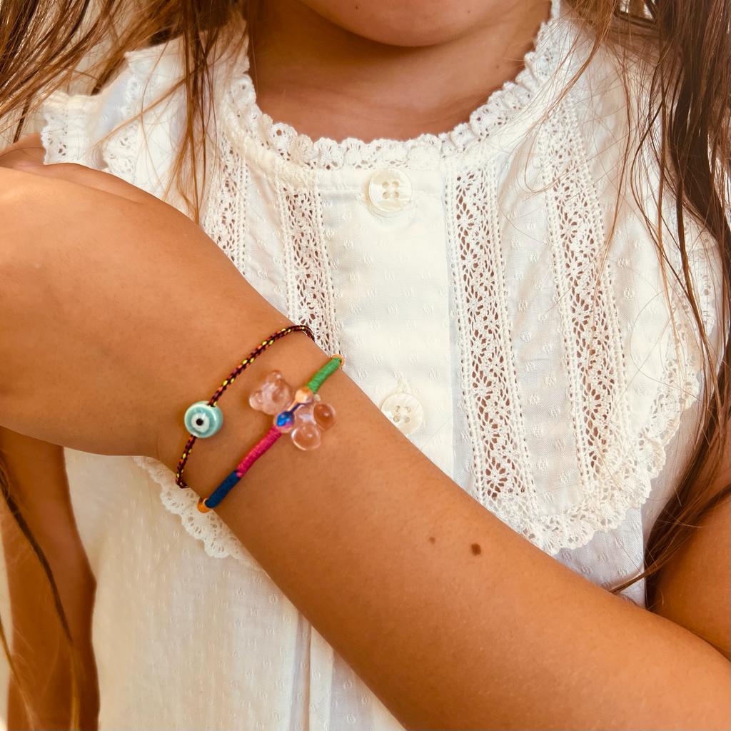 Kids Pink Gummy Bear Rainbow Bracelet