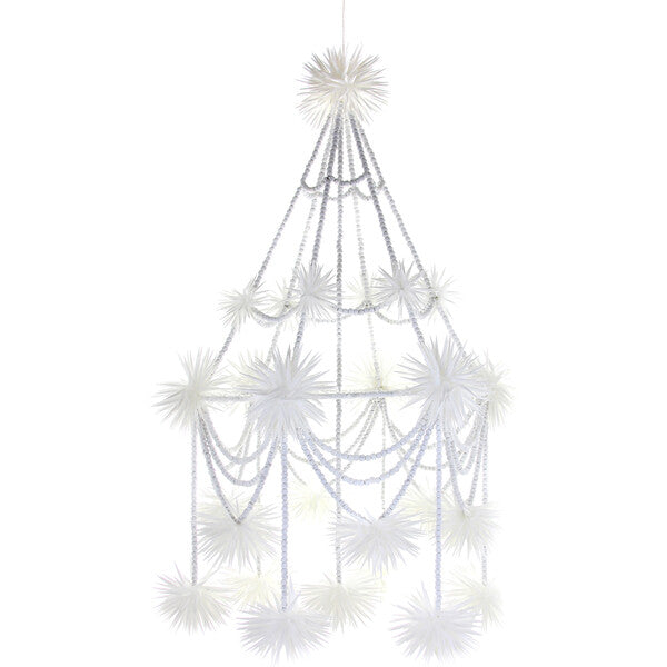 Beaded Pajaki Chandelier, White