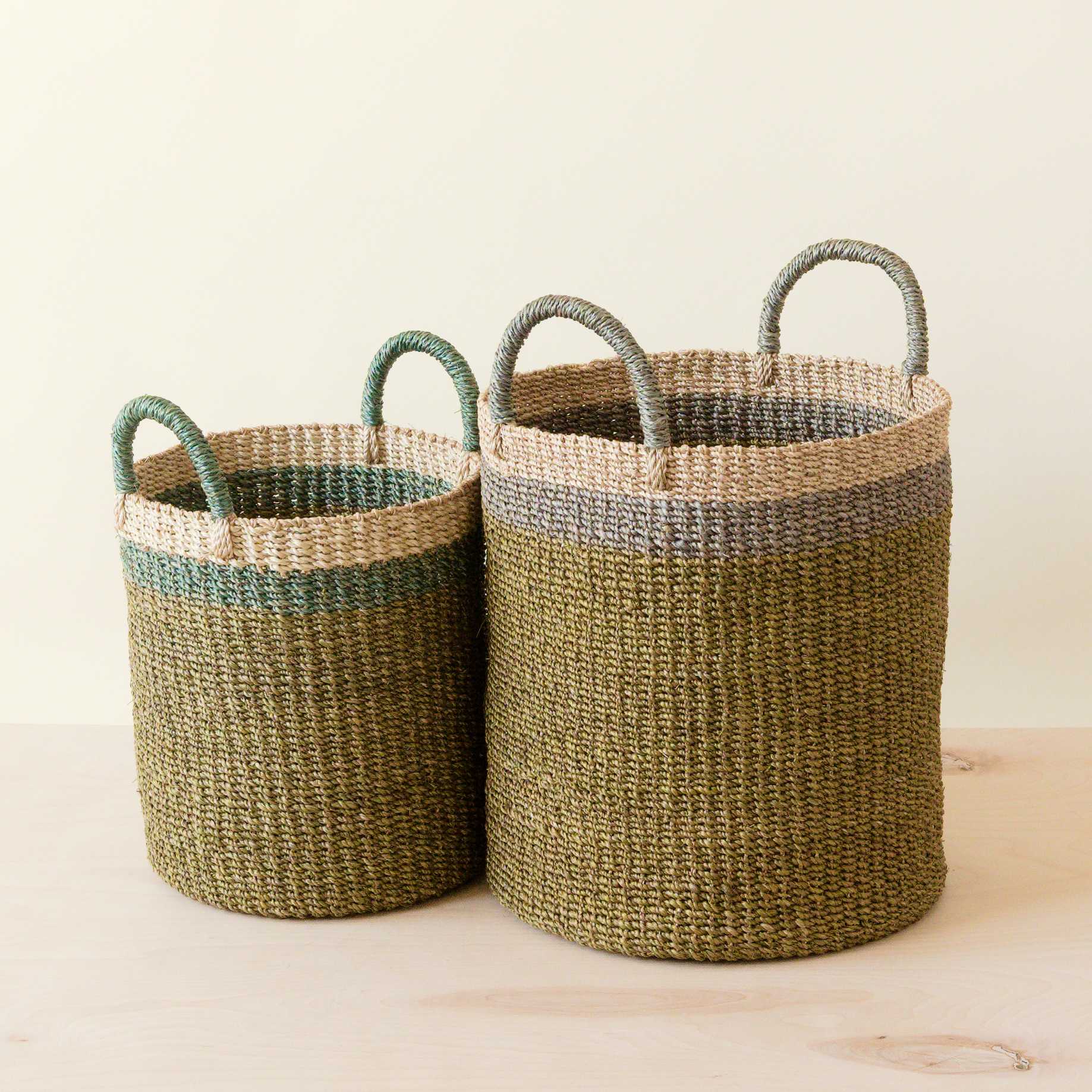 Olive Baskets With Handle, Set Of 2 - Natural Baskets | Likhâ