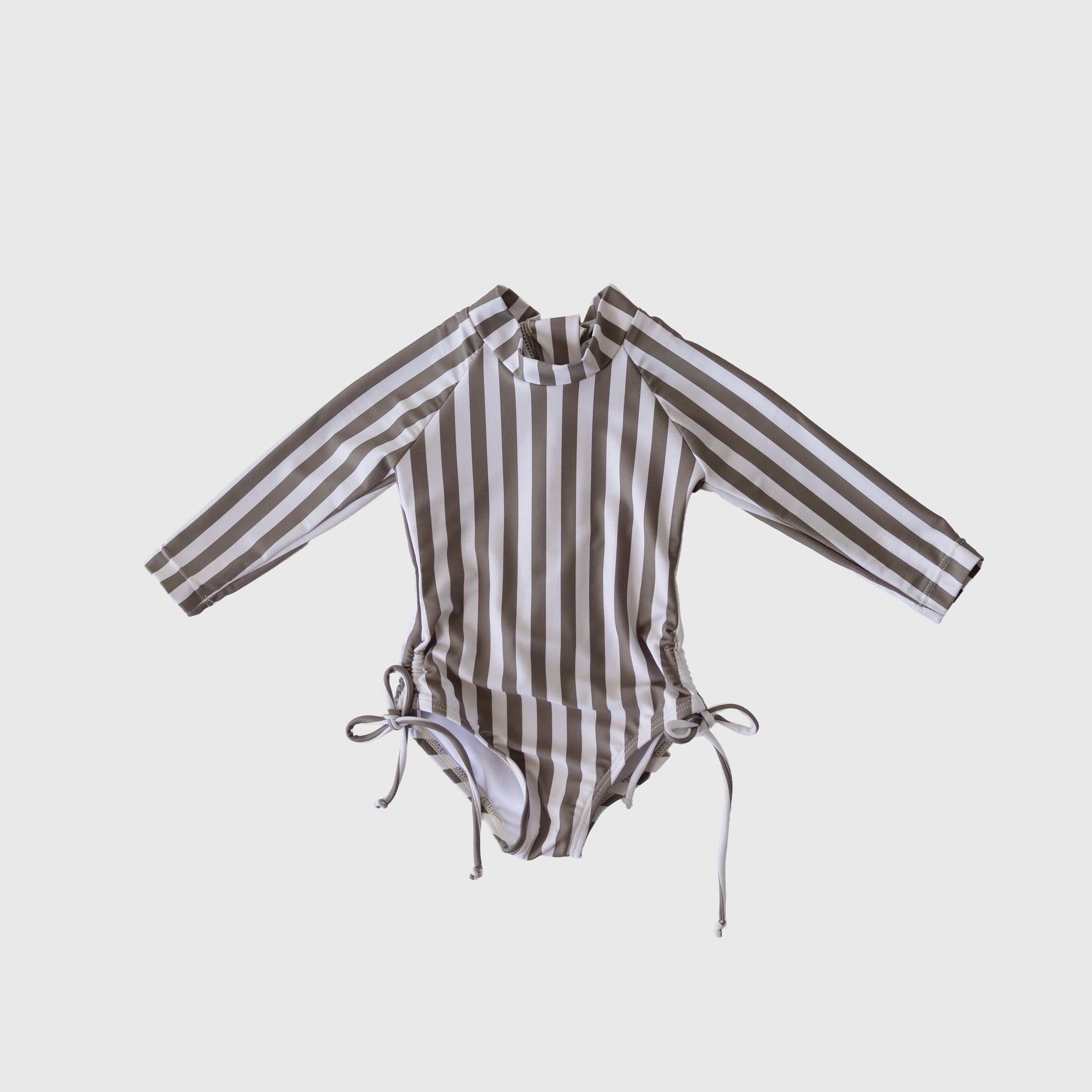 Girl's Long Sleeve Swimsuit | Olive Stripe
