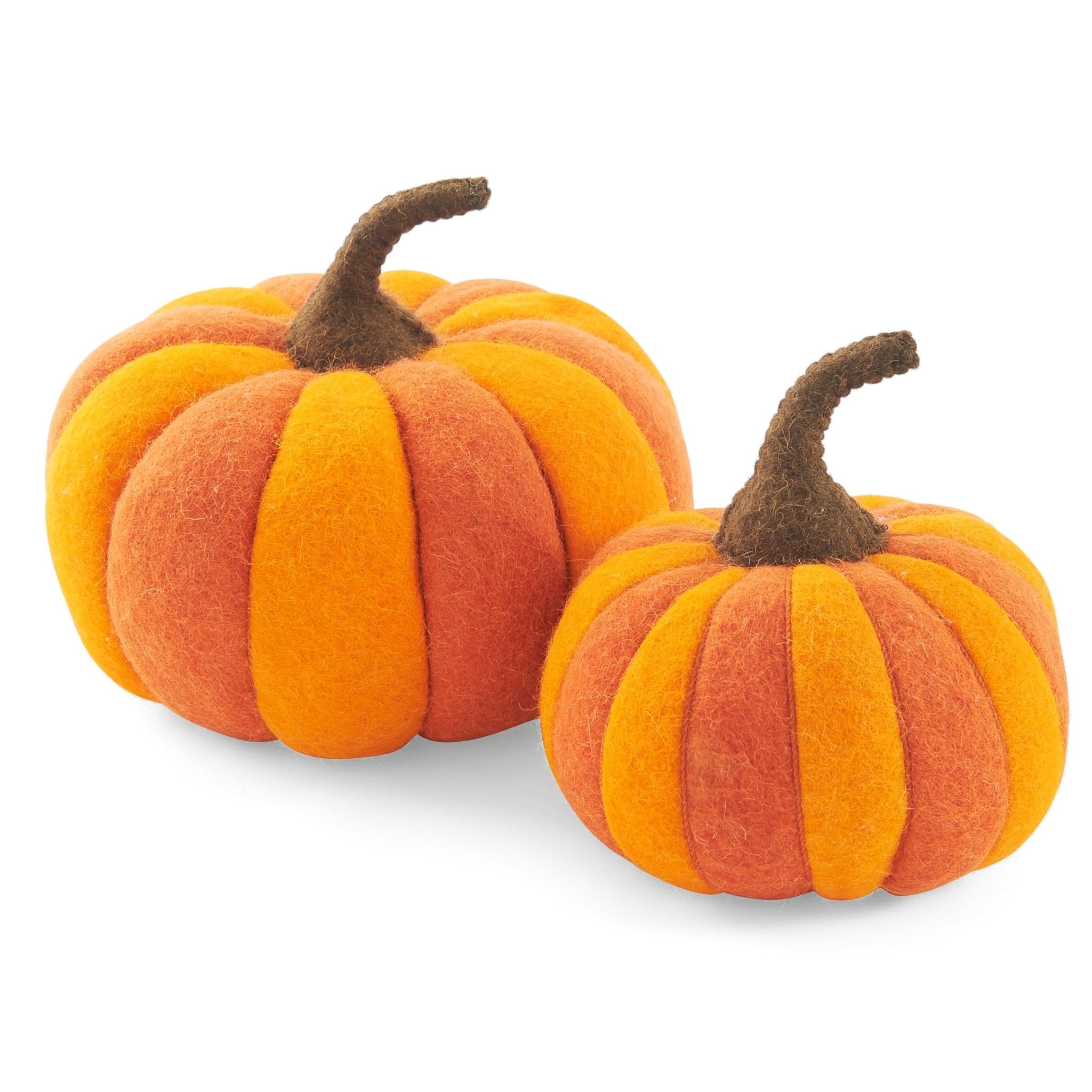 Orange Pumpkin Pair Hand Felted Wool - Medium