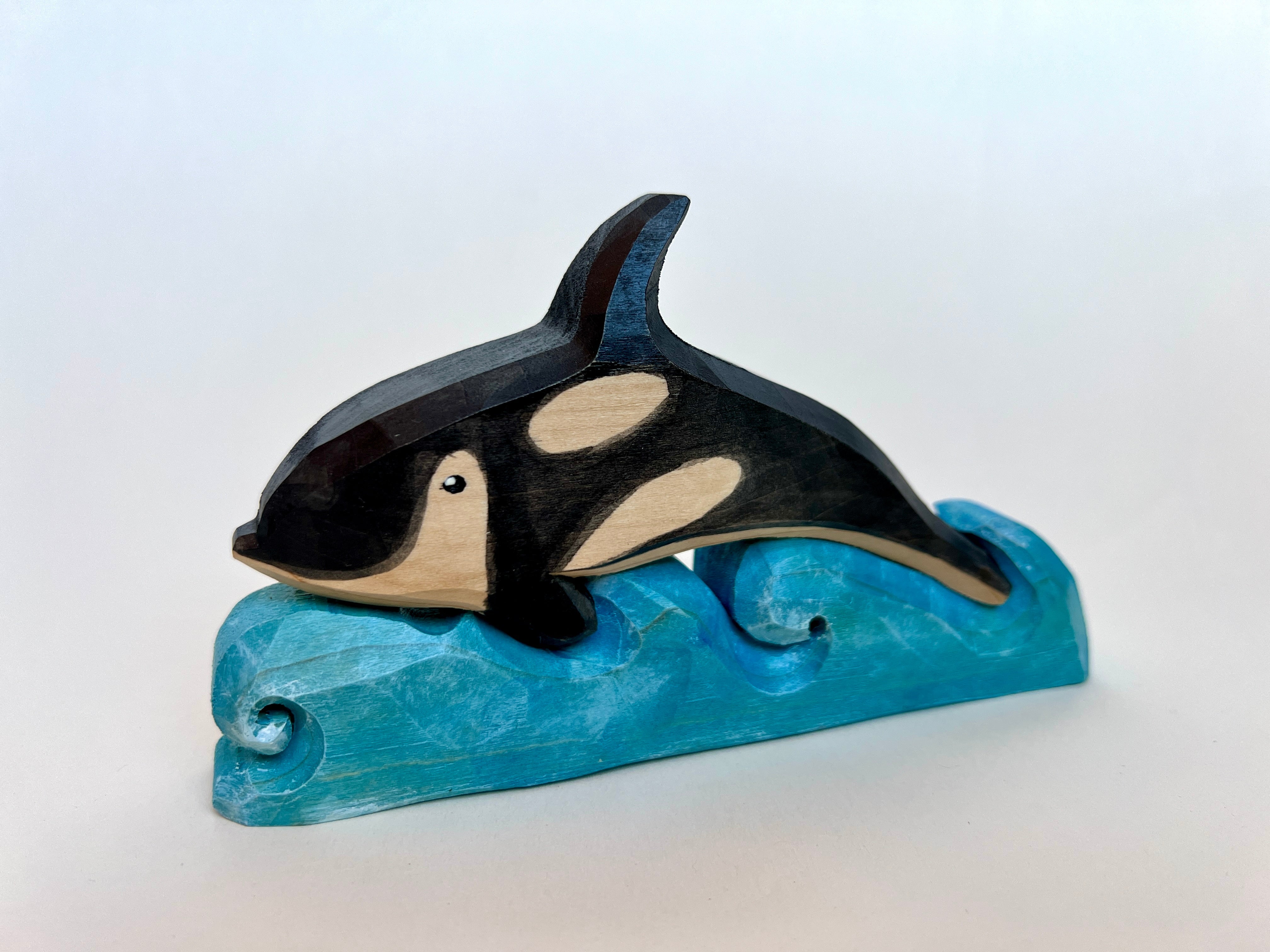 Hand Carved Orca On The Wave