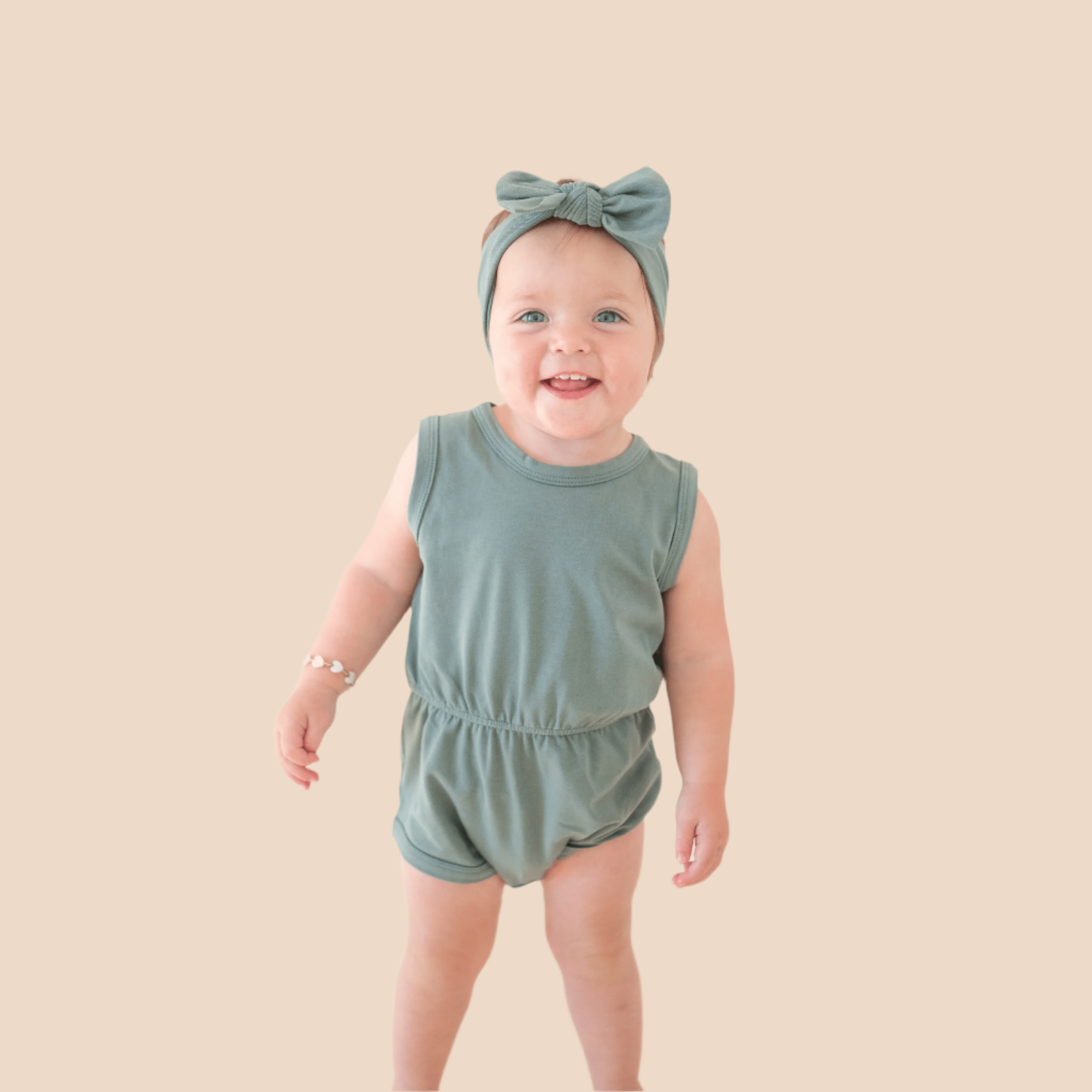 Organic Cotton Playsuit – Basil Green