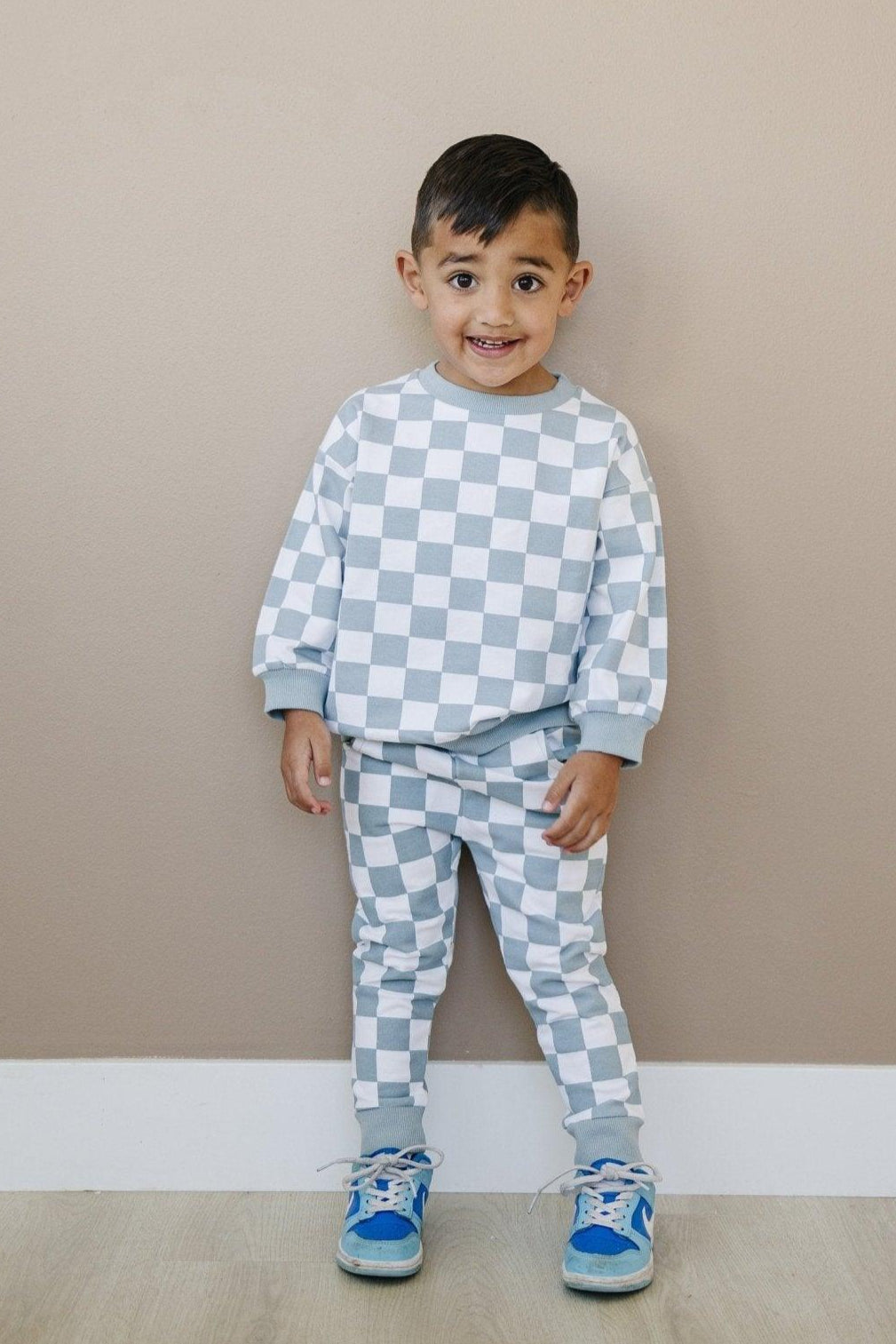 Organic Cotton Checkered Jogger Set *blue 18-24 Months Left