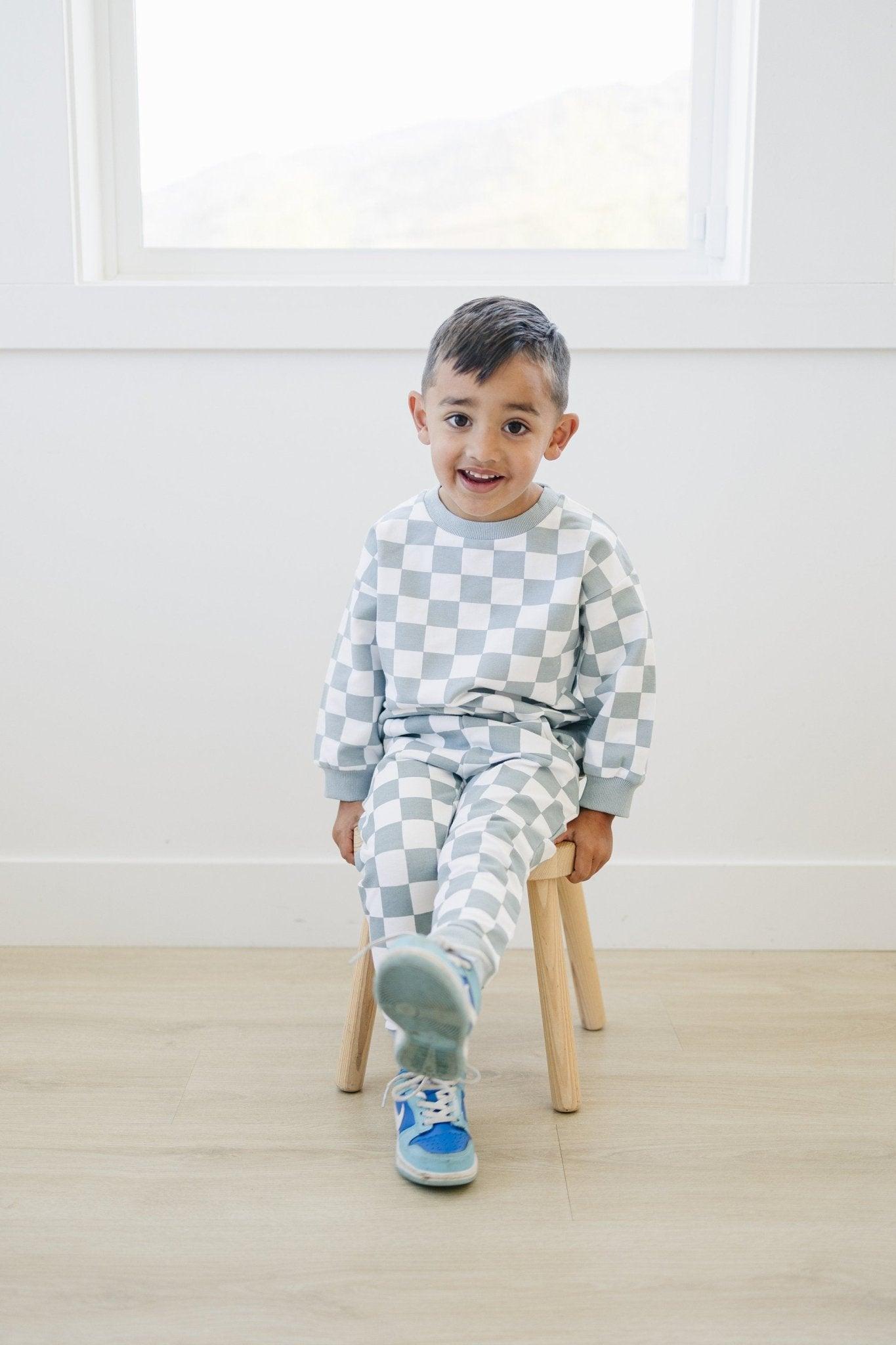 Organic Cotton Checkered Jogger Set *blue 18-24 Months Left