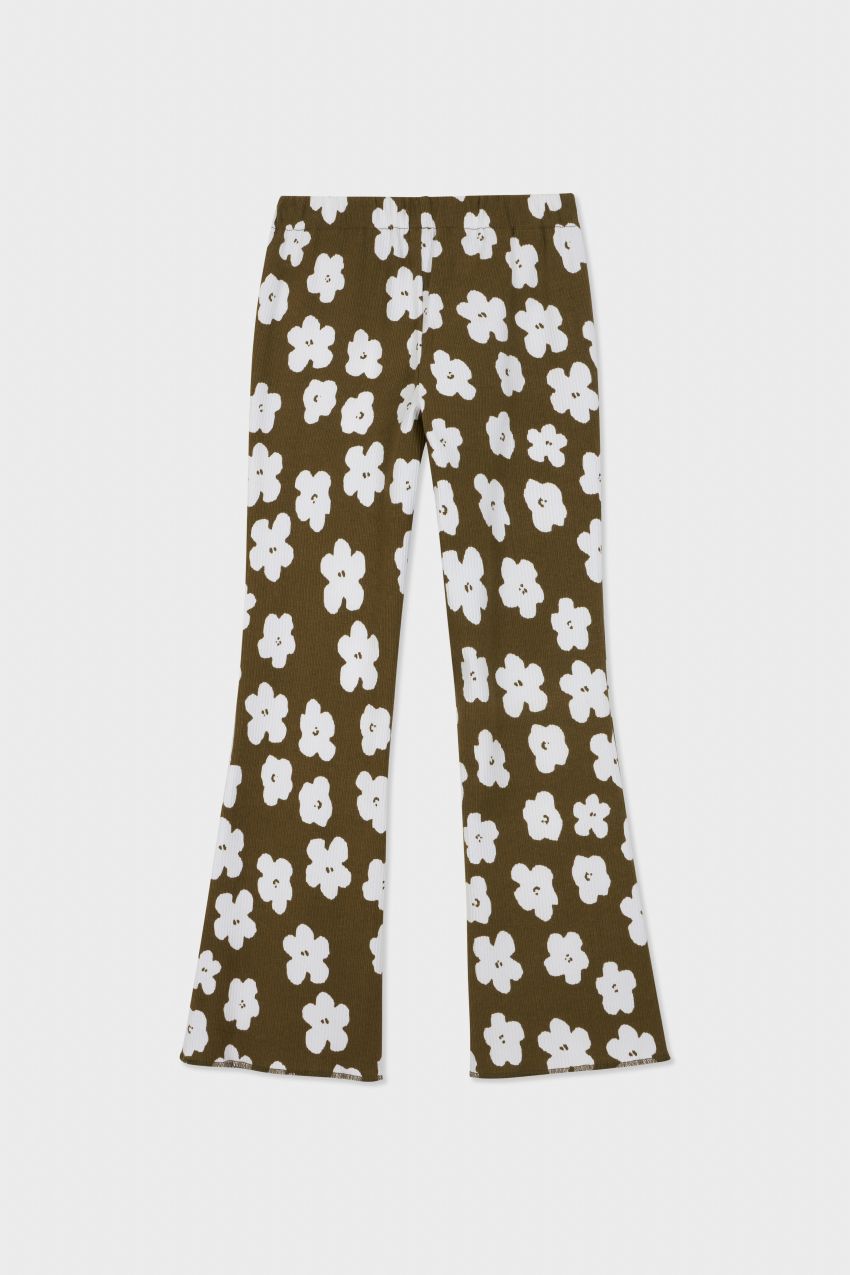 Organic Cotton Blend Flare Ribbed Pant