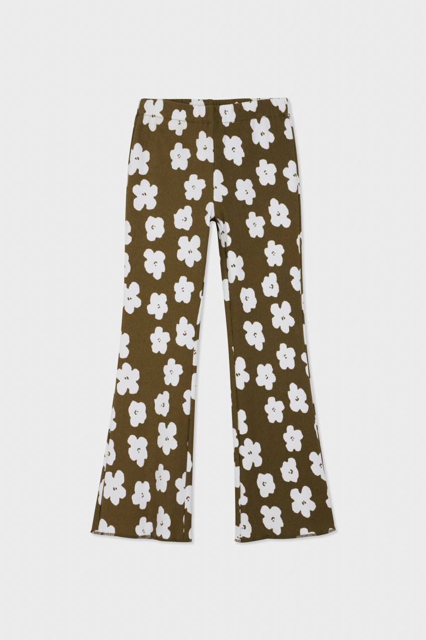Organic Cotton Blend Flare Ribbed Pant