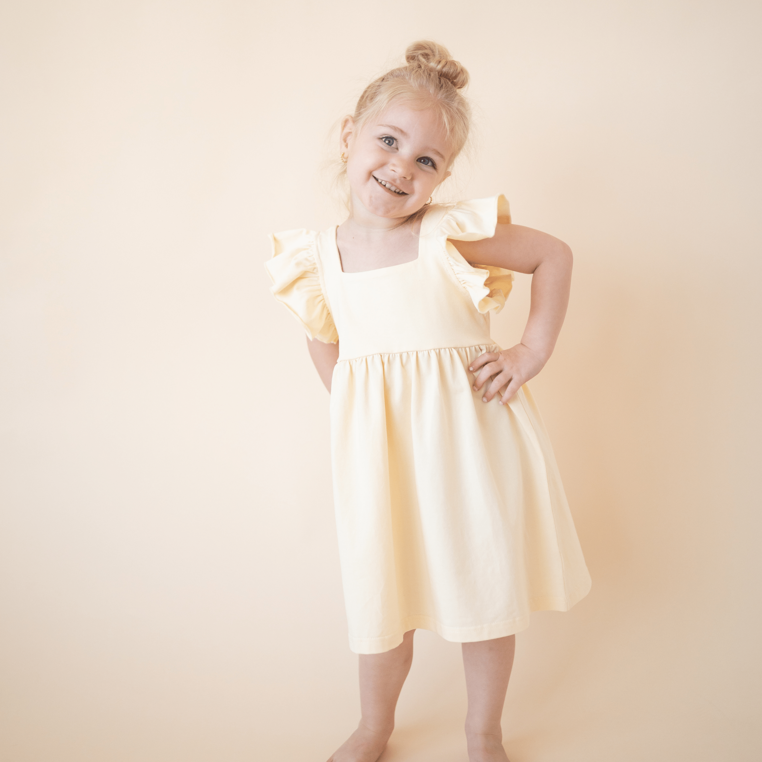 Organic Cotton Flutter Dress – Lemonade Yellow