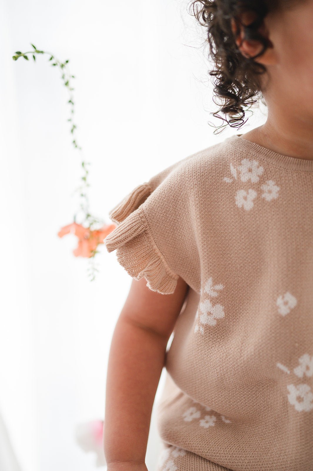 Organic Knit Short Set - Tan Floral