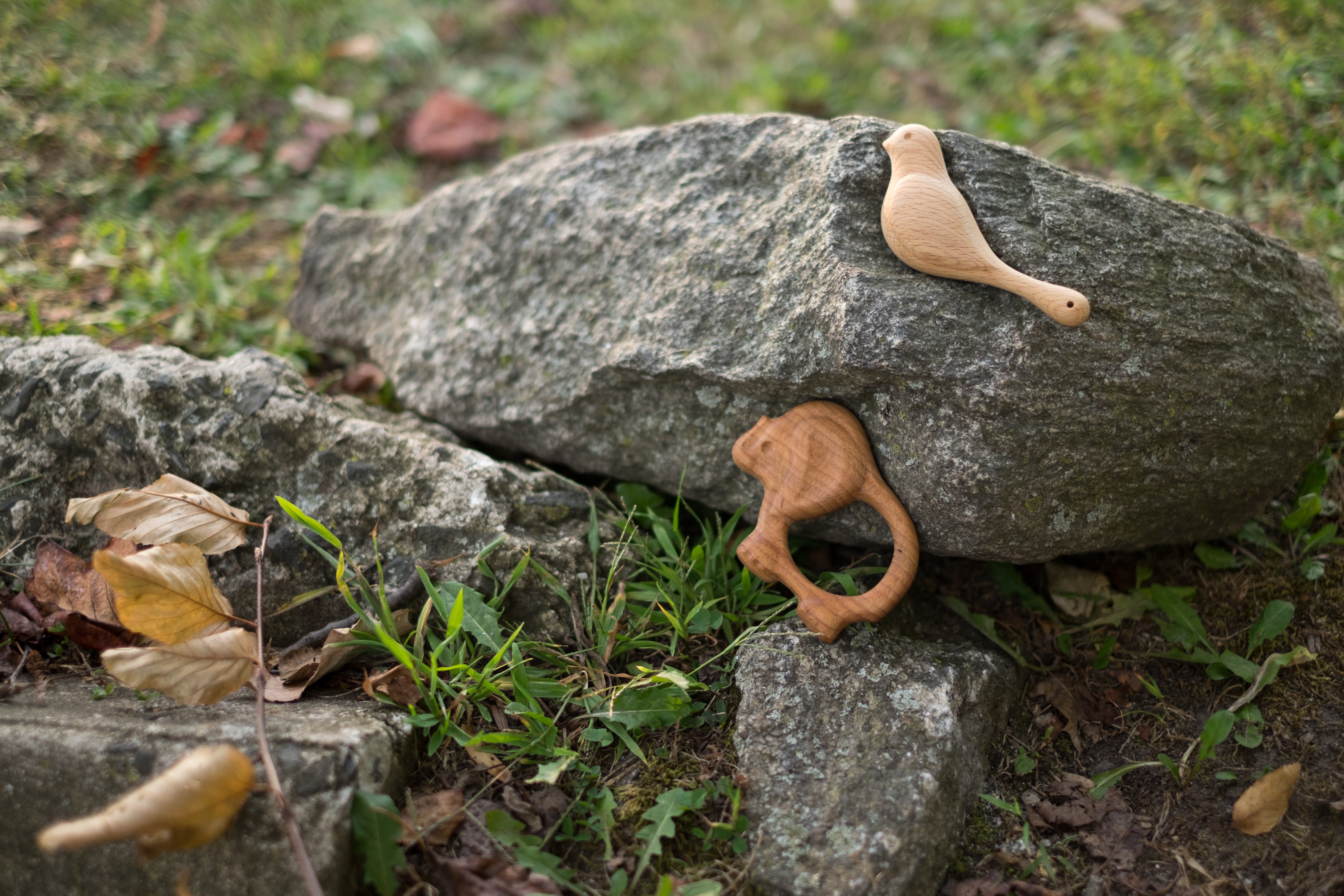 Organic Wooden Rattle Toy Dove
