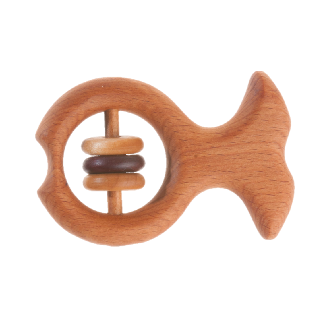 Organic Wooden Rattle-teether Fish