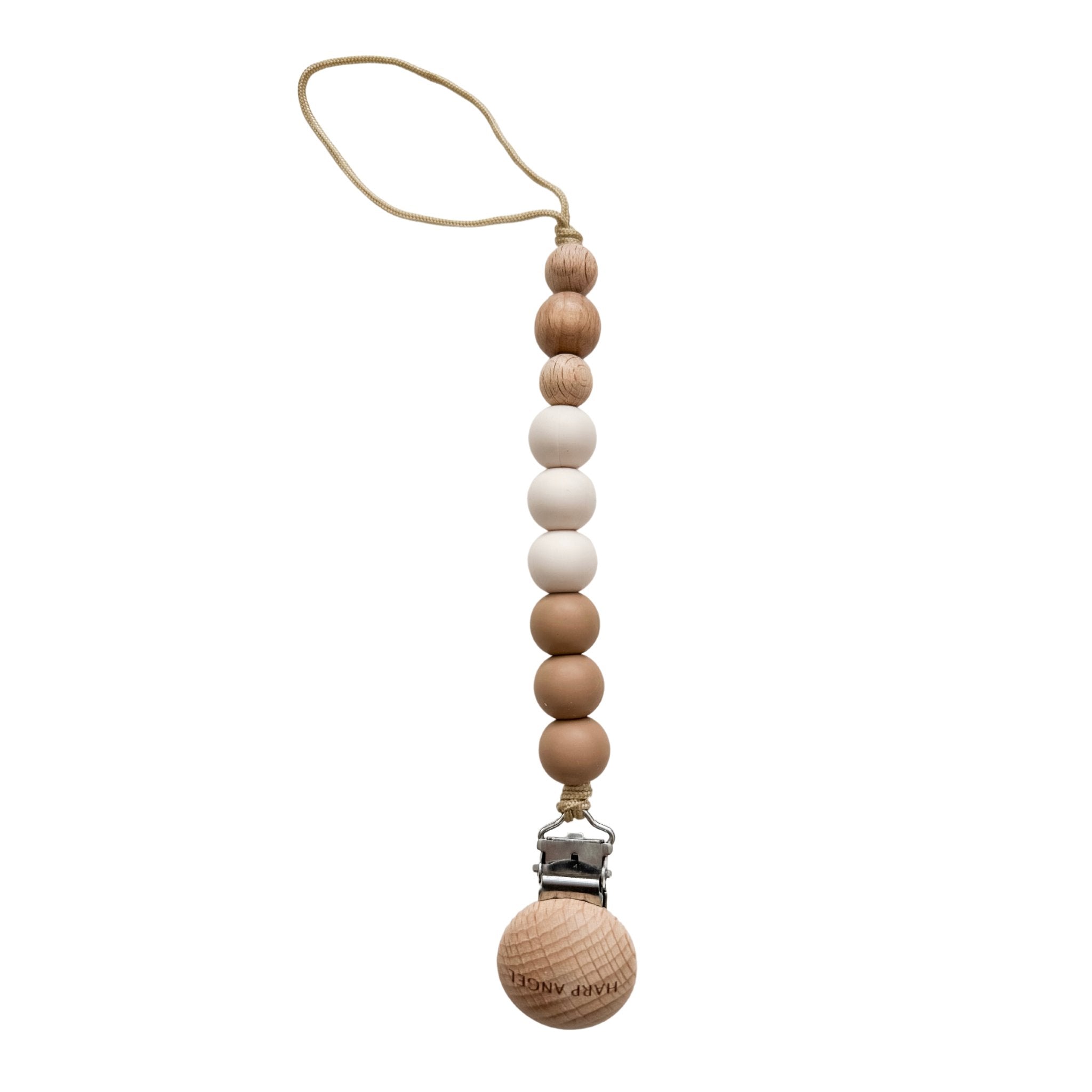 Pacifier Clip Harper (camel & Cream)