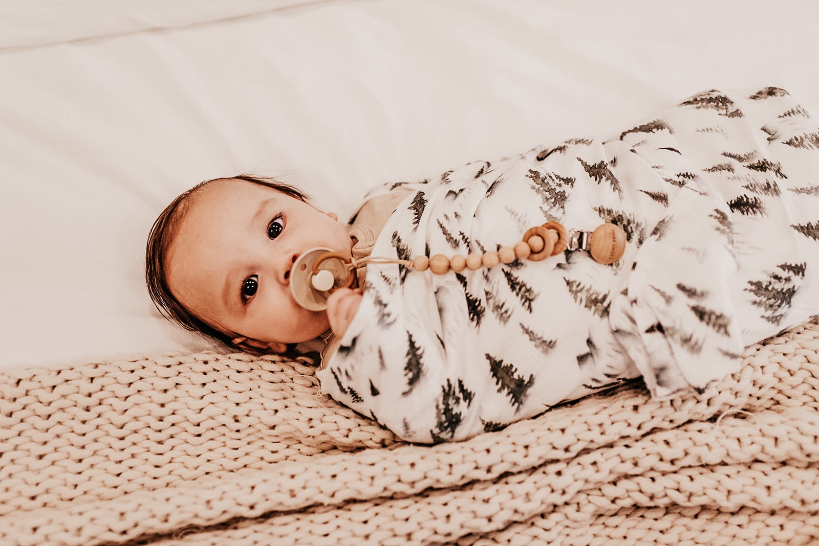 Pacifier Clip Wood Rattle