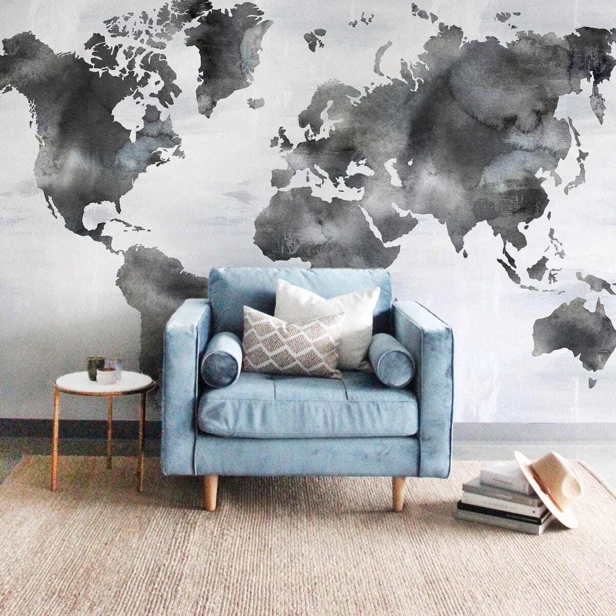 Painted World Map Wall Mural