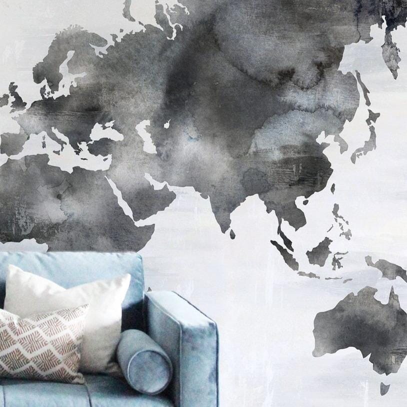 Painted World Map Wall Mural