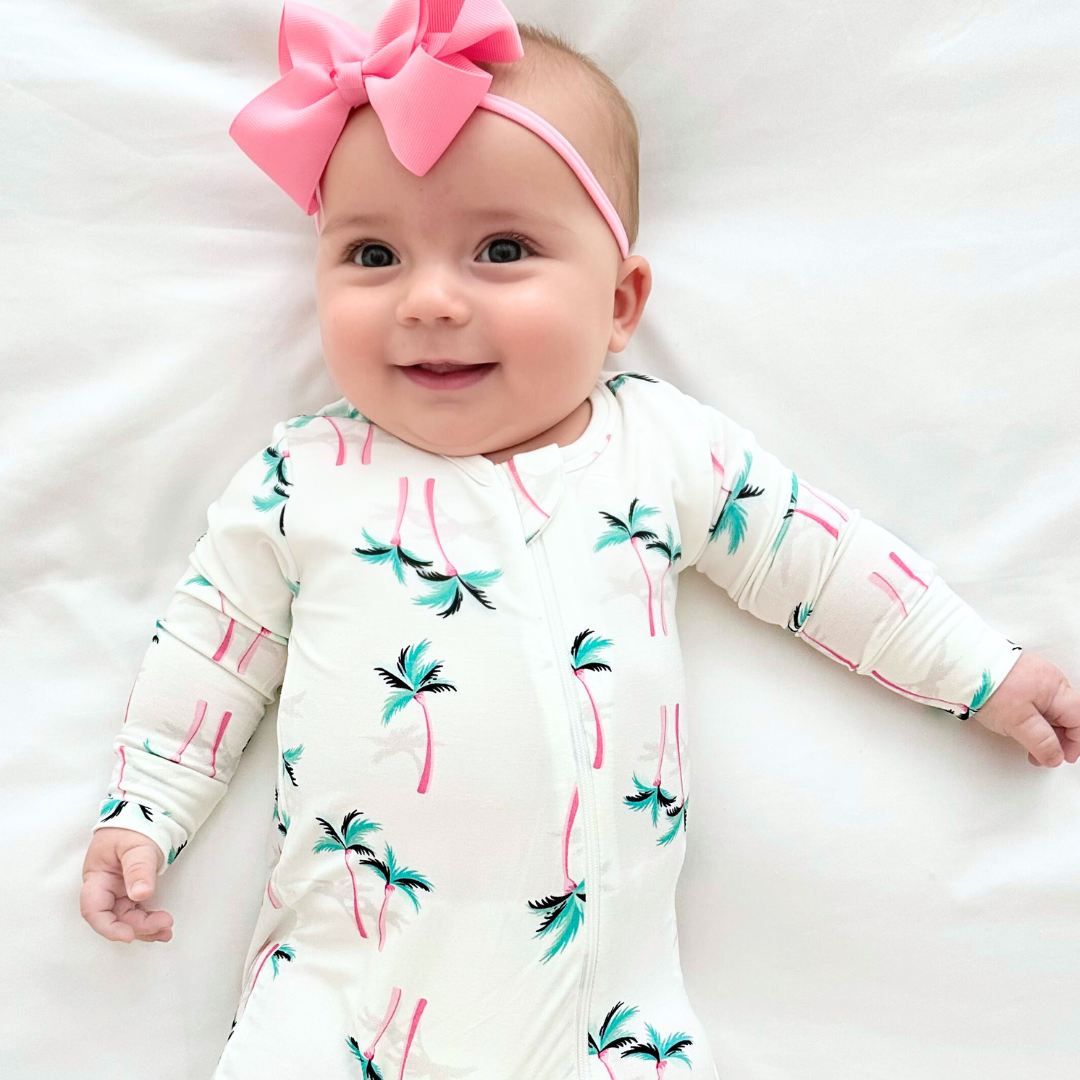 Miami Palm Tree White Zippered Romper