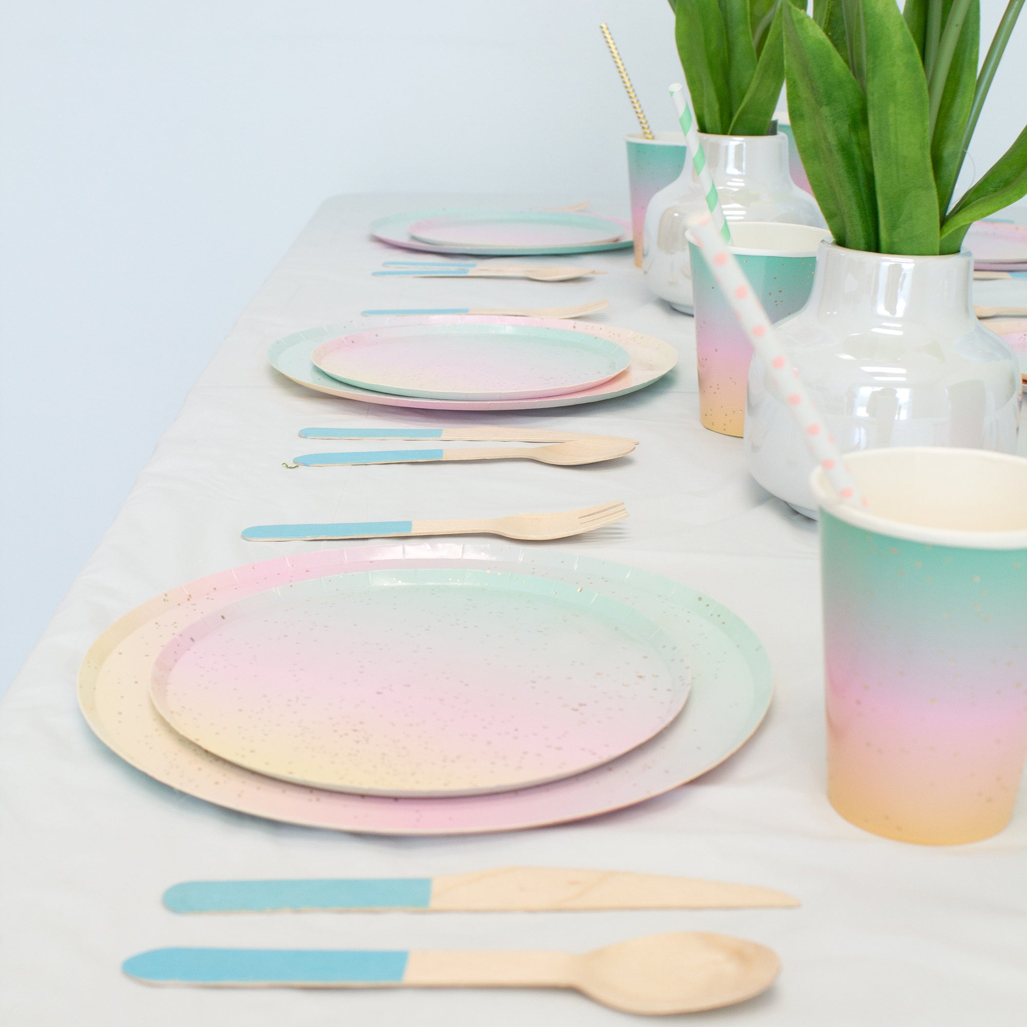 Light Blue Wooden Utensil Set – 24ct | On Sale!!