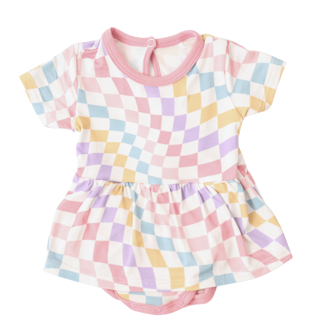 Pastel Checks Bodysuit Dress