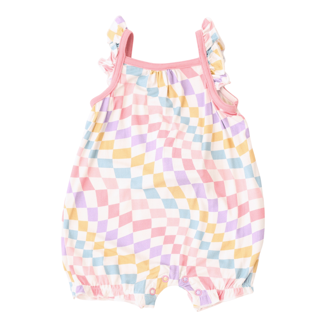 Pastel Checks Bubble Romper