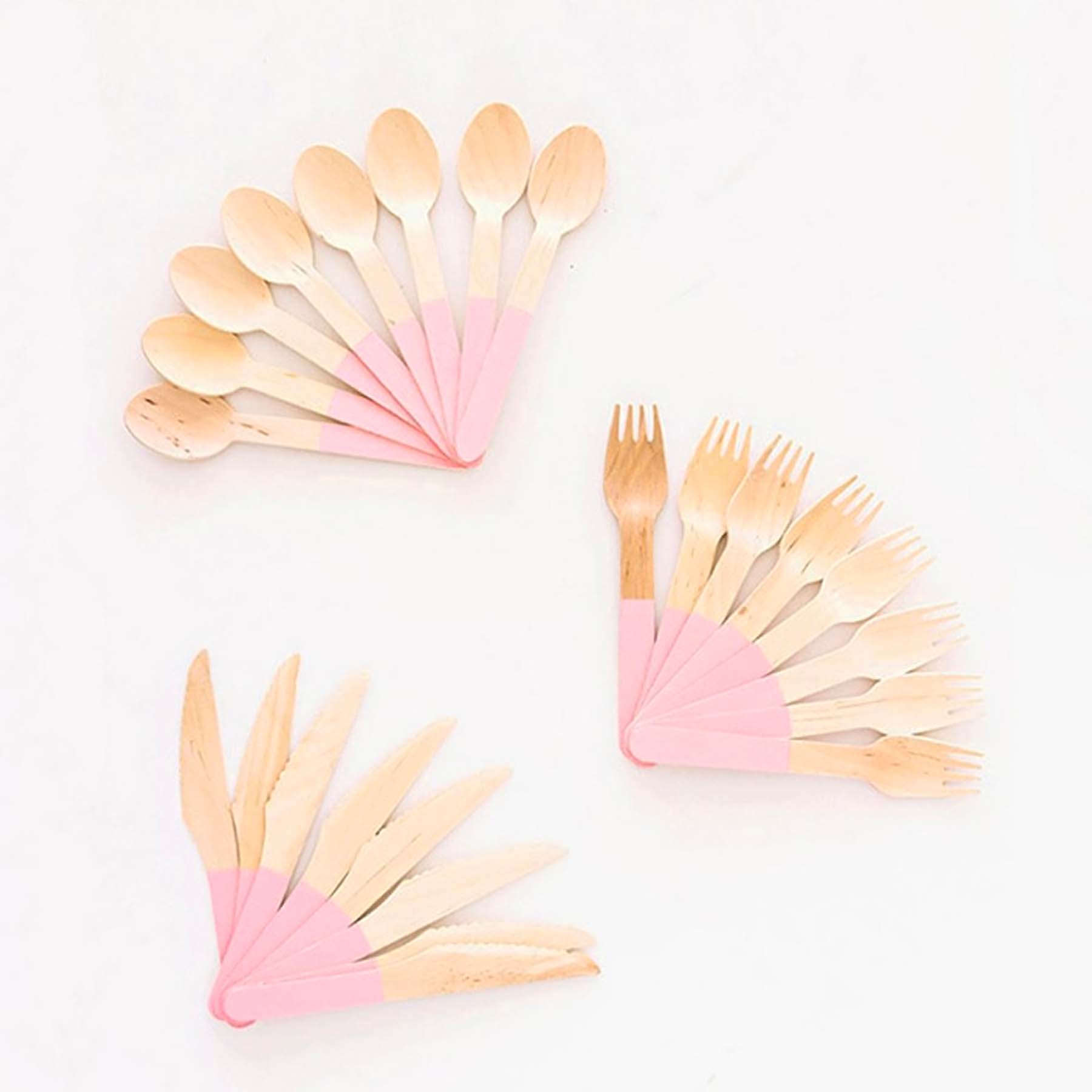 Pastel Pink Wooden Utensil Set ā 24ct | On Sale!!