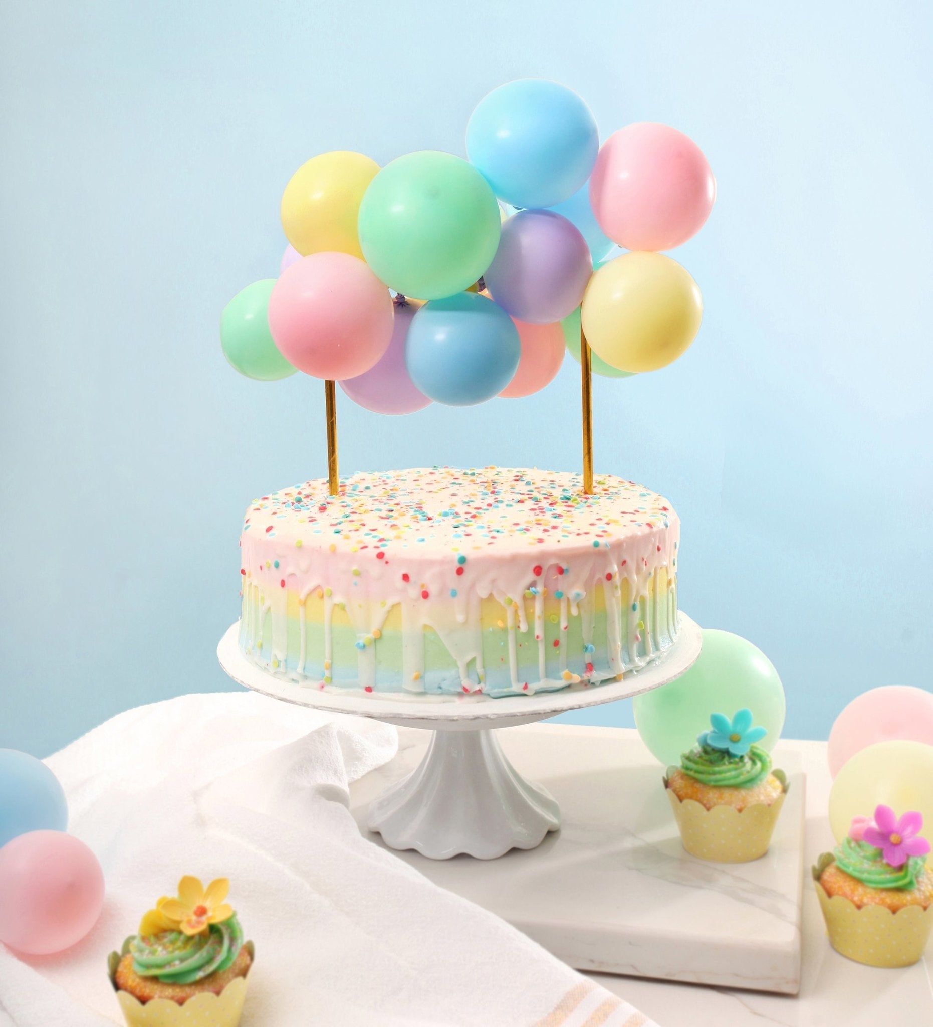 Pastel Rainbow Mini Balloon Cake Topper