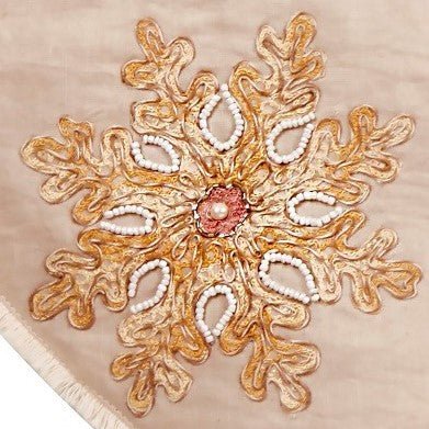 Handmade Pastel Snowflakes Linen Christmas Tree Skirt Natural 60" Arcadia Home