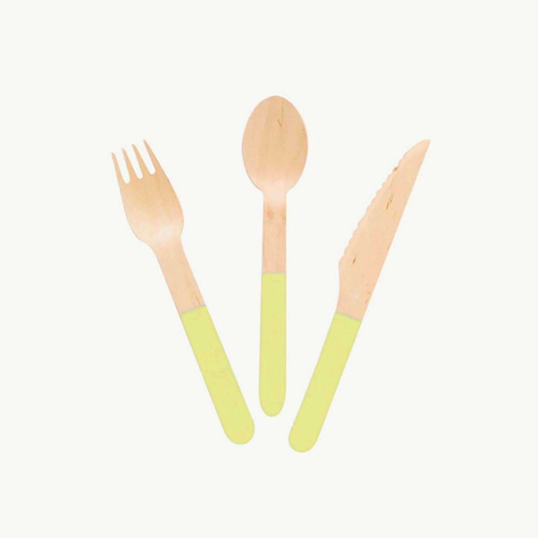 Yellow Wooden Utensil Set – 24ct | On Sale!!