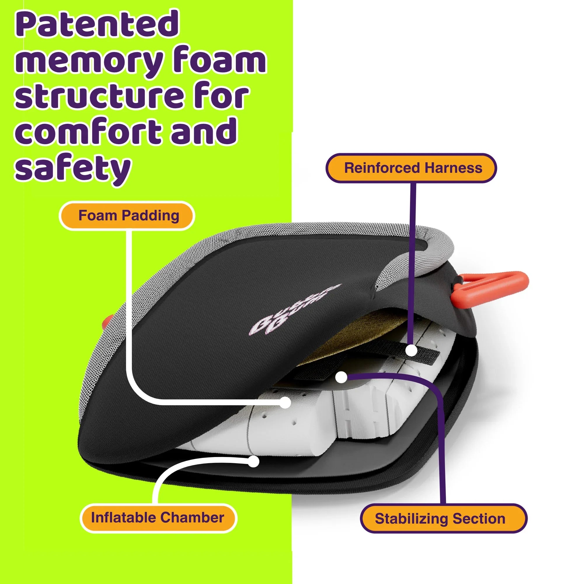 Bubblebum Inflatable Car Booster Seat - Travel Booster Seat - Black Style ✔️