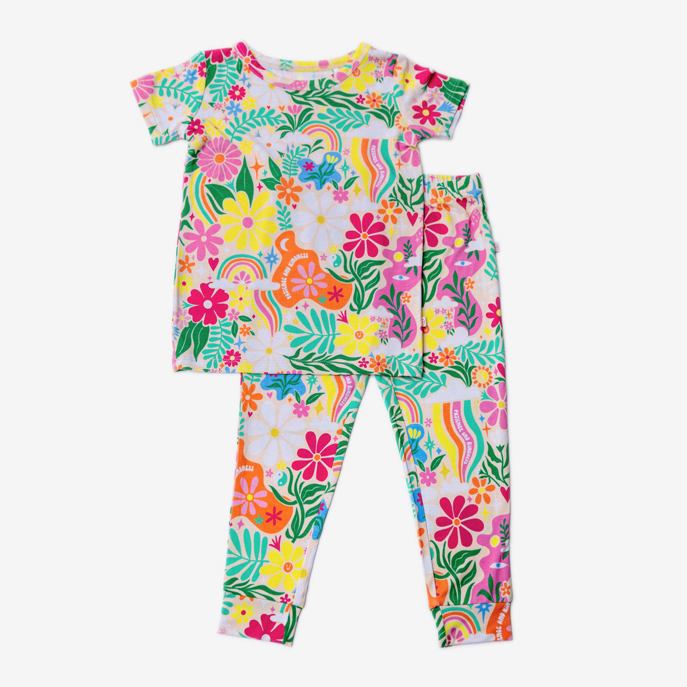 The Second-skin 2-piece Short Sleeve Pajama | Rainbow Daisy Babe