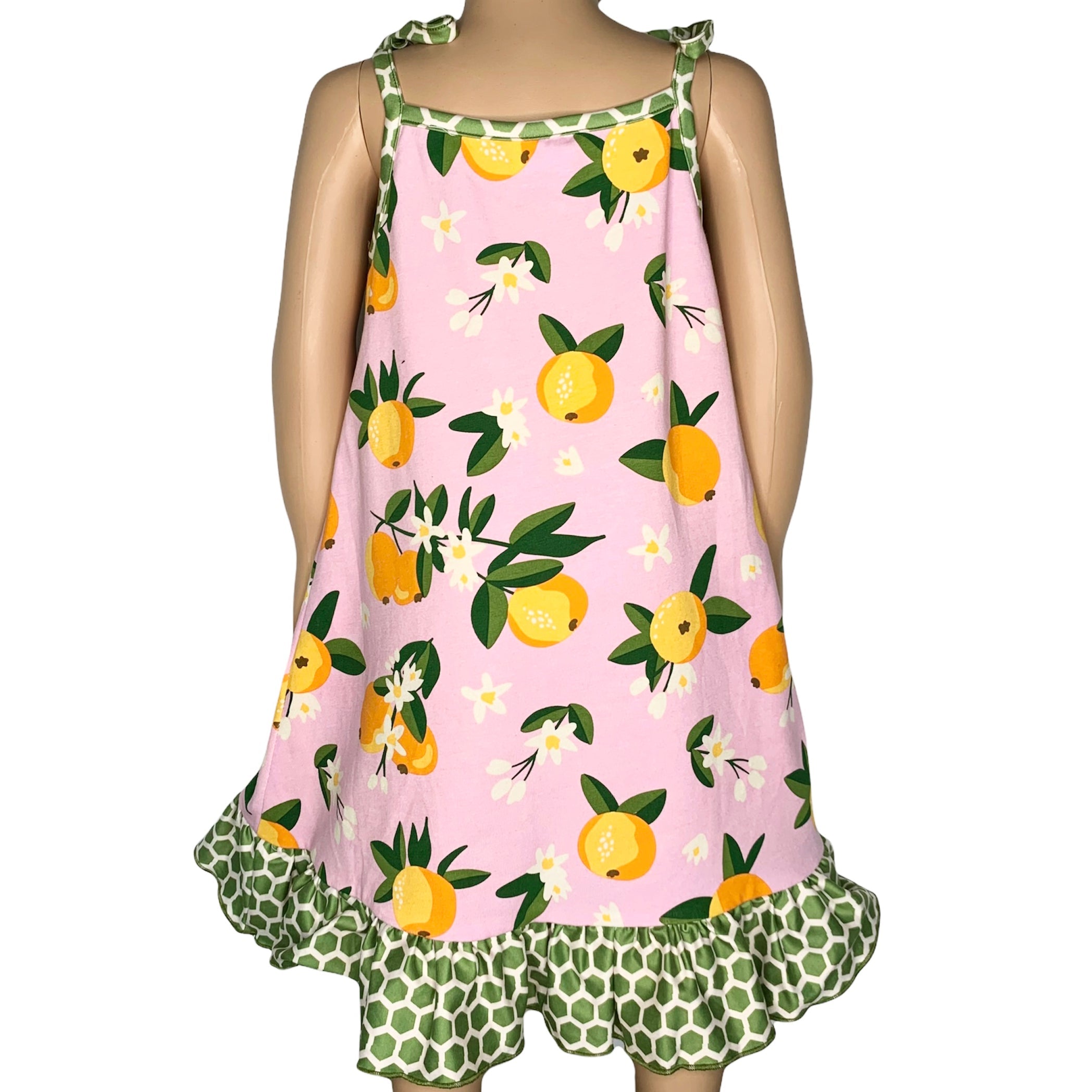 Annloren Big Little Girls Pretty As A Peach Pink Spaghetti Strap Dress