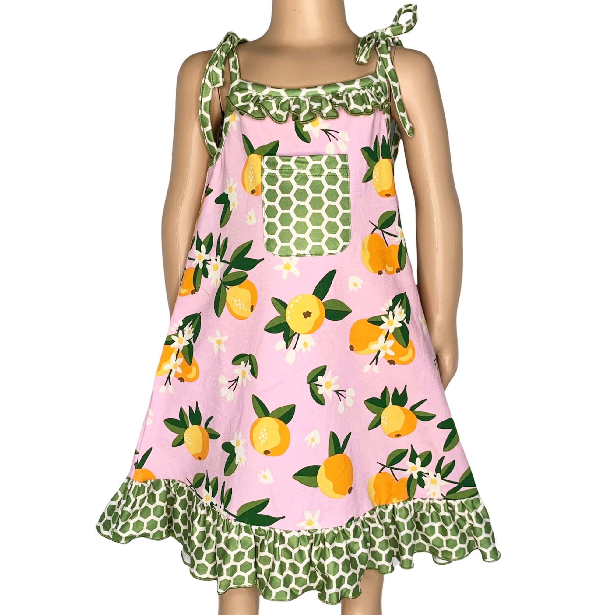 Annloren Big Little Girls Pretty As A Peach Pink Spaghetti Strap Dress