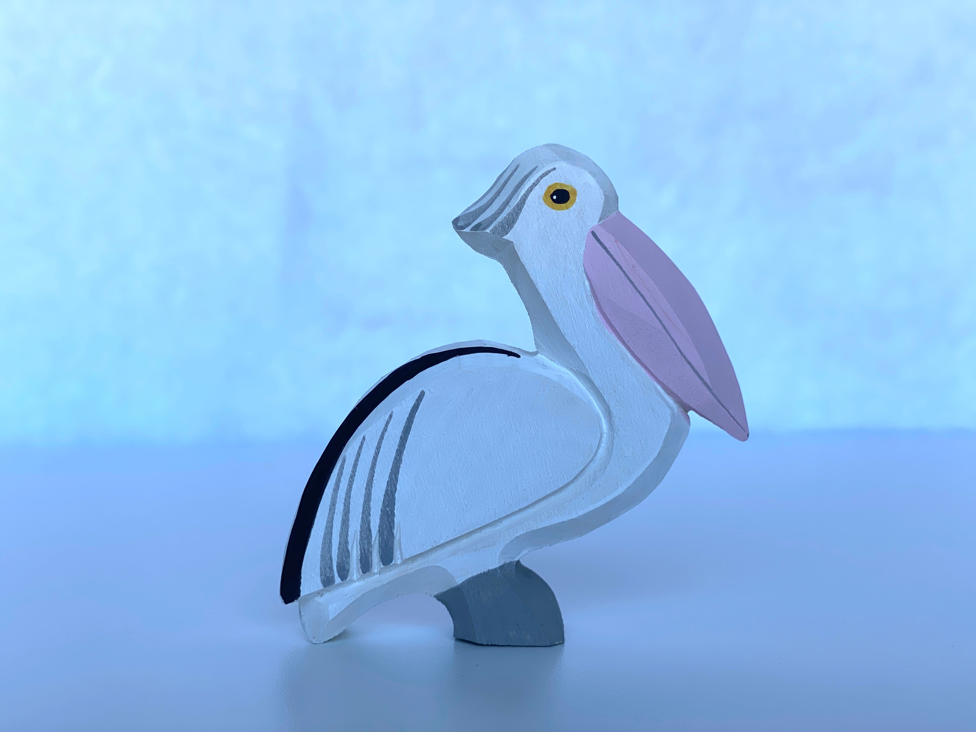 Hand Carved Wooden Pelican Toy Set Of 3