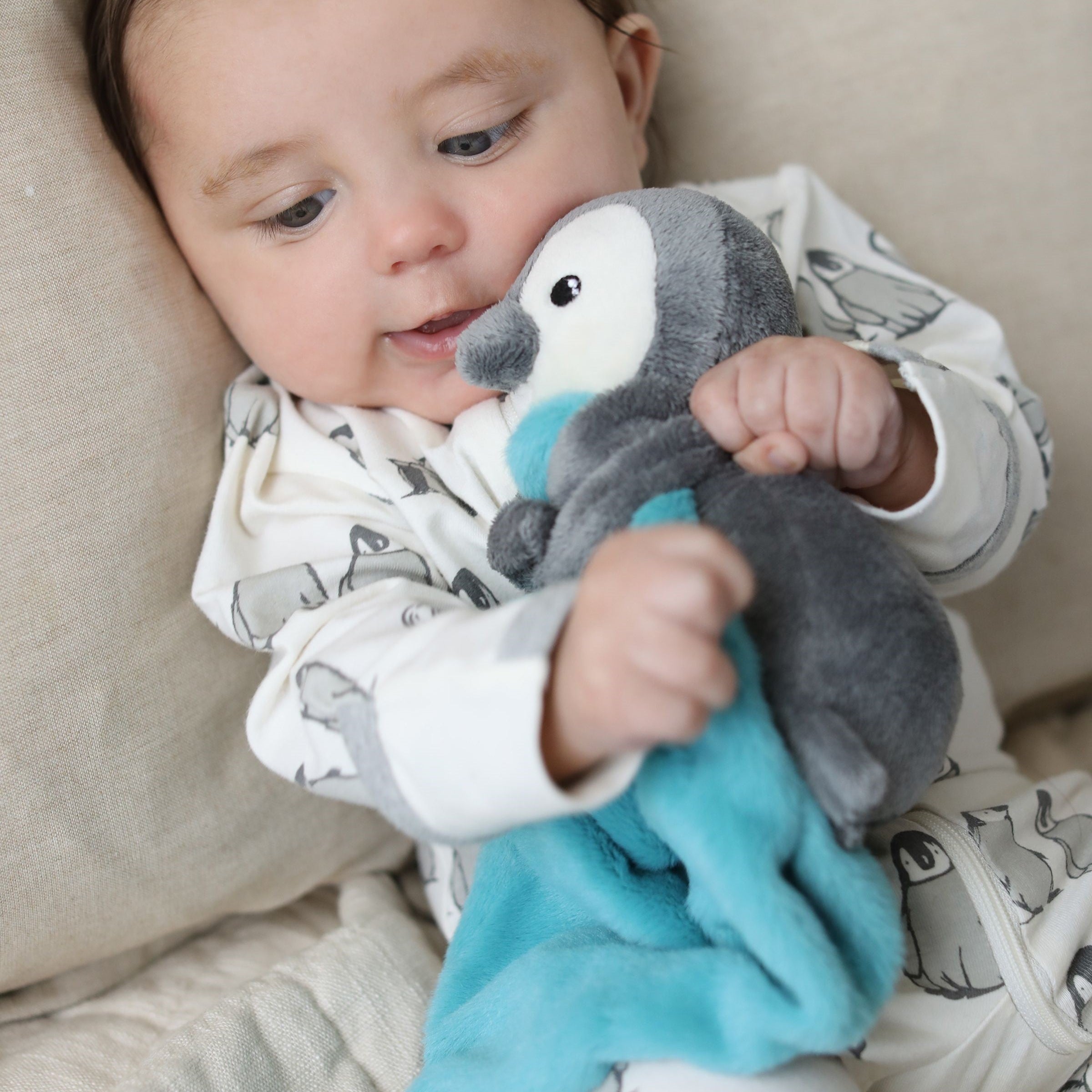 Penguin Printed Footie In Sustainable Fabric