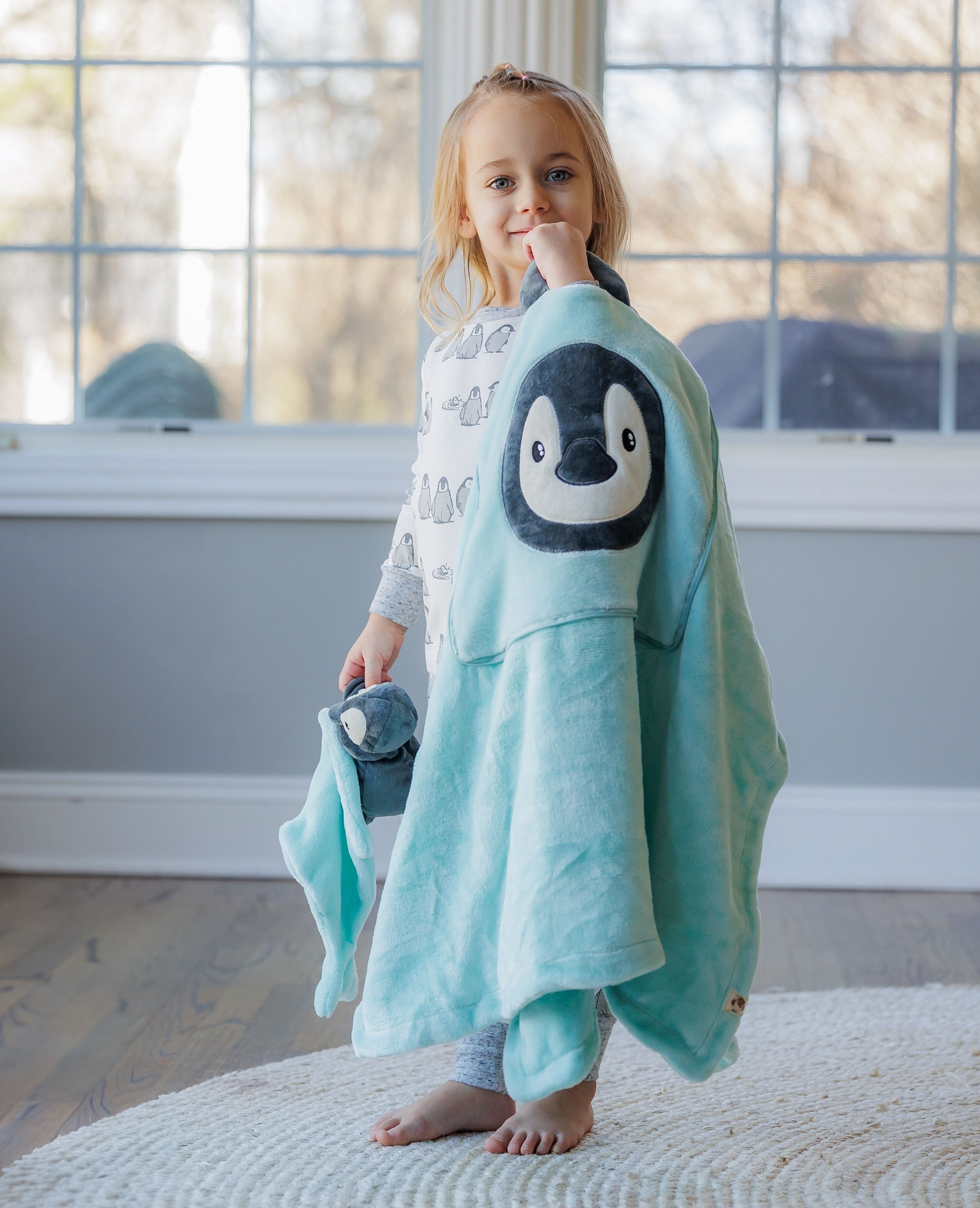 Plush Penguin Case With Attached Blanket Inside