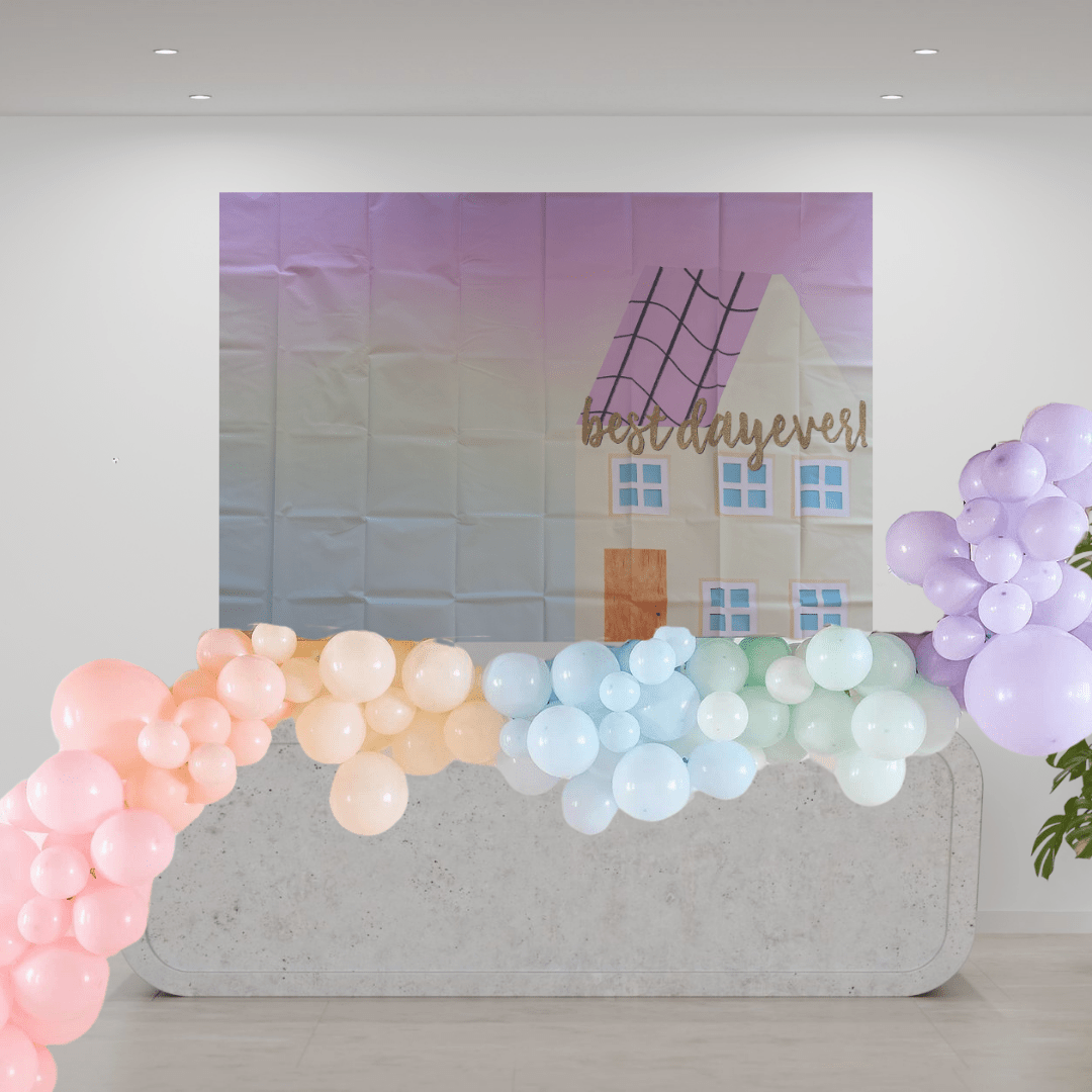 Peppa Pig House Rainbow Vinyl Backdrop