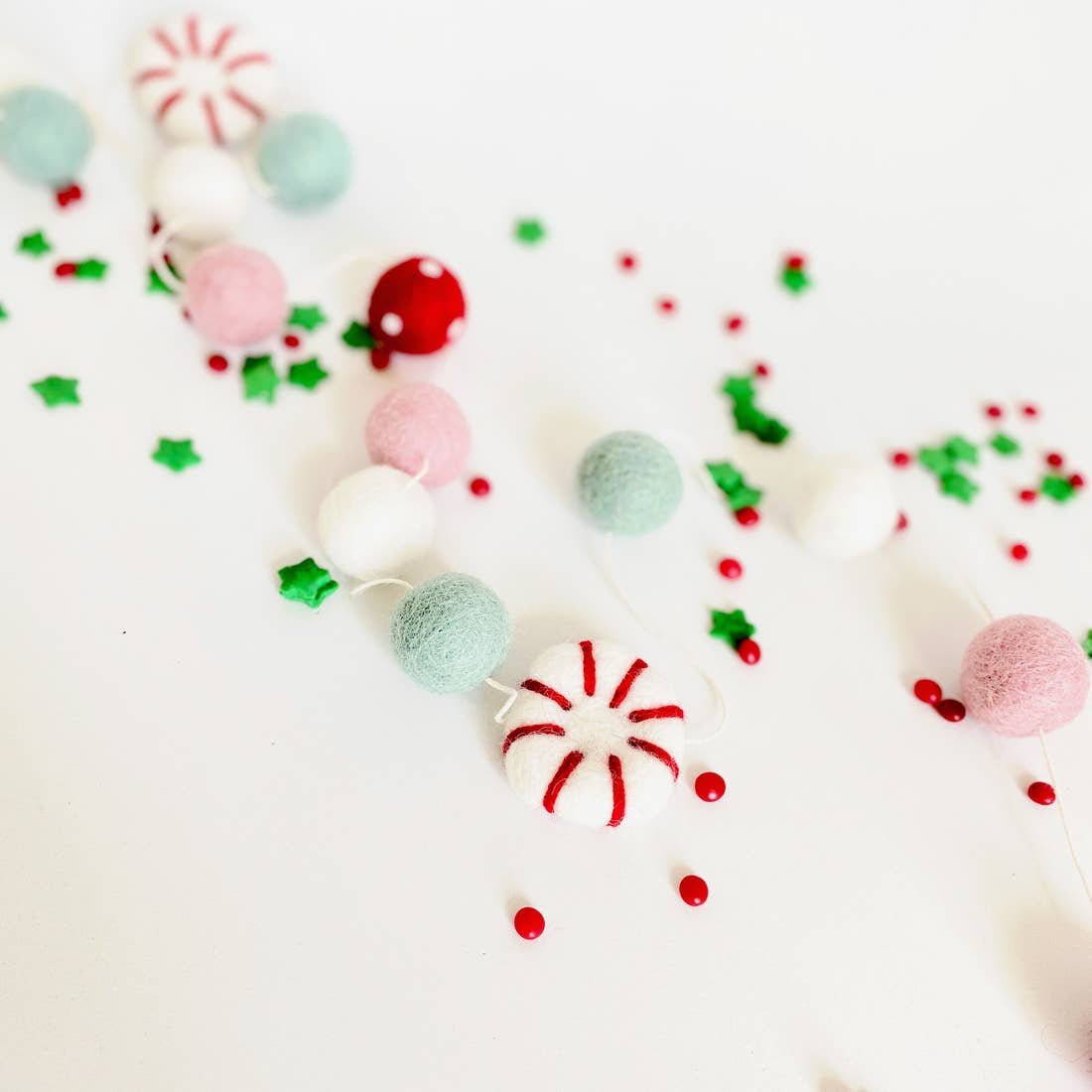 Peppermint Felt Ball Garland