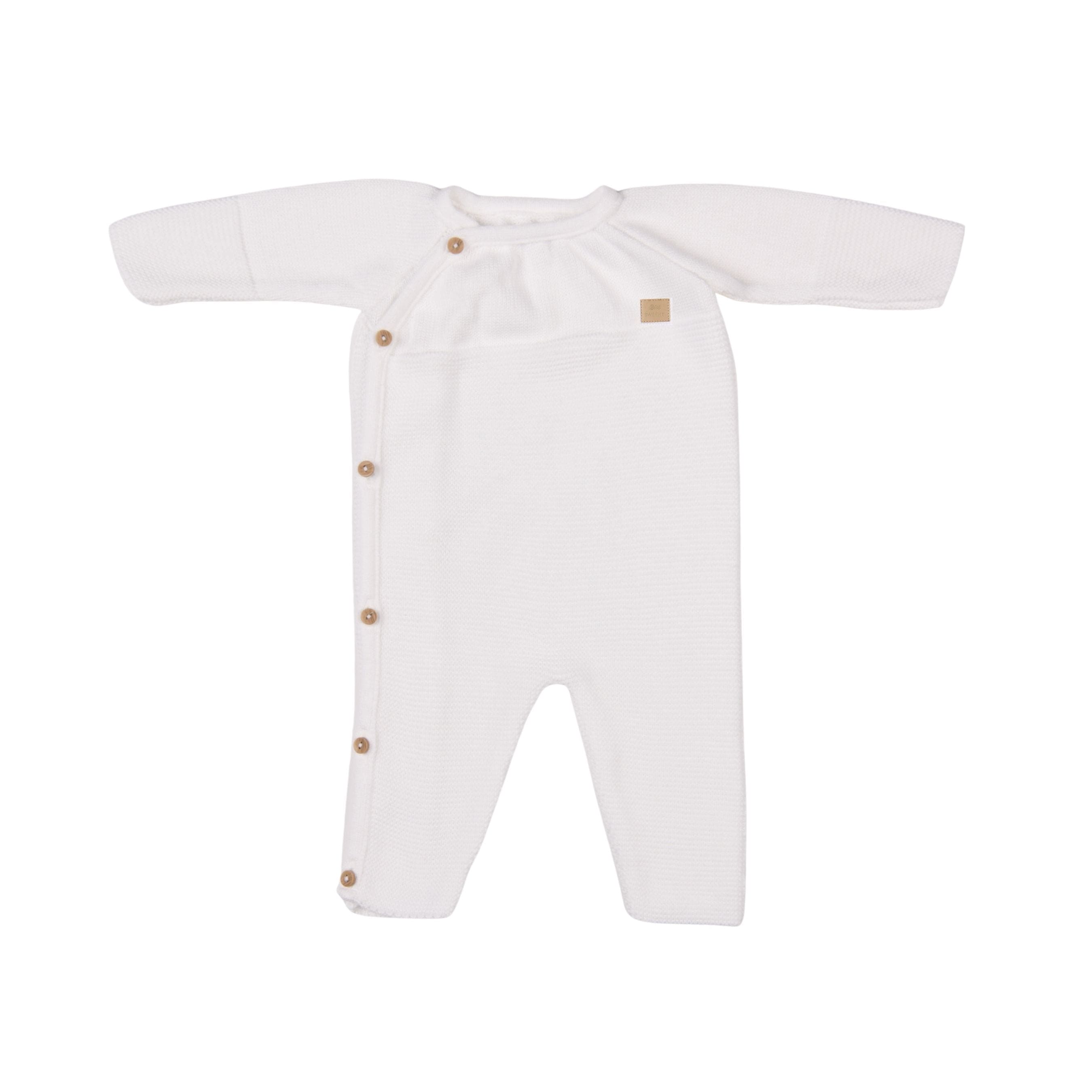 Petit Sweeny | Baby White Organic Cotton Knit Jumpsuit