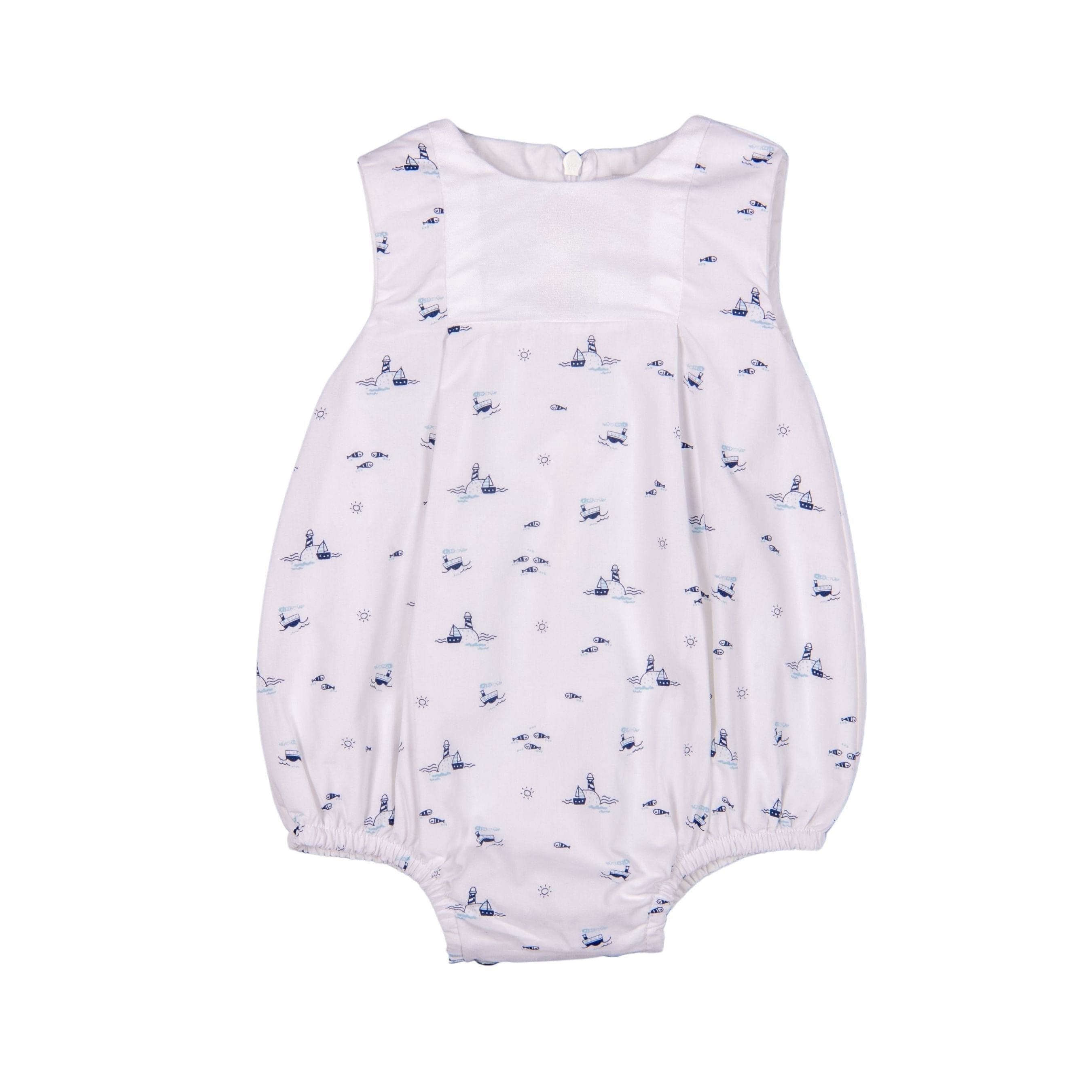 Petit Marcel | White Cotton Sailboat Print Shortie